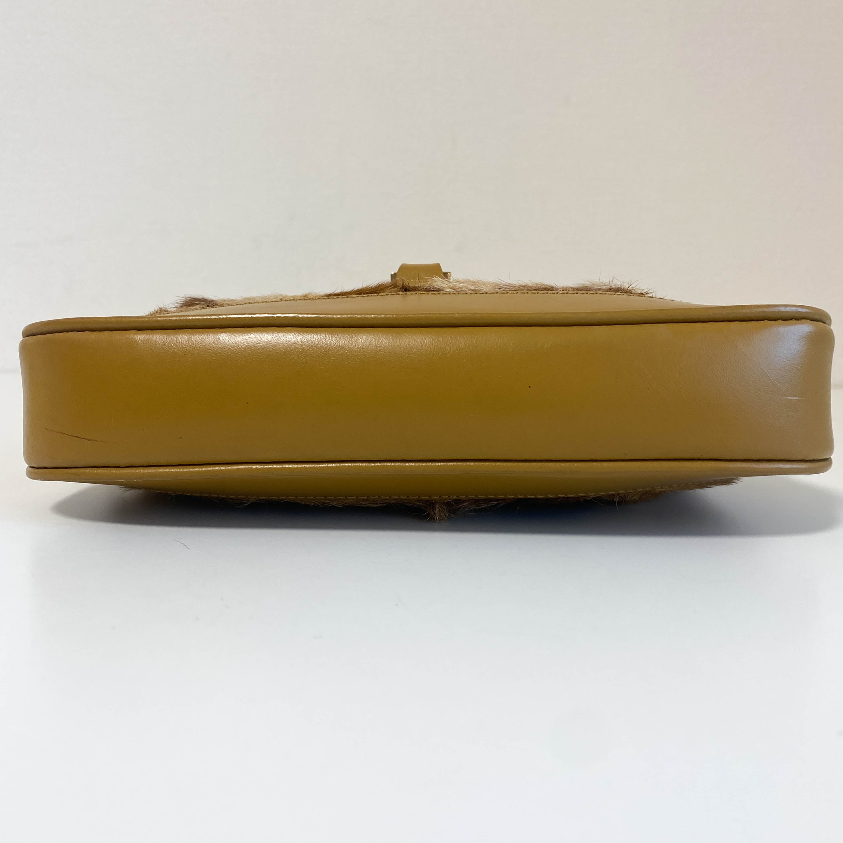 Jackie Brown Leather and Fur Shoulder Bag