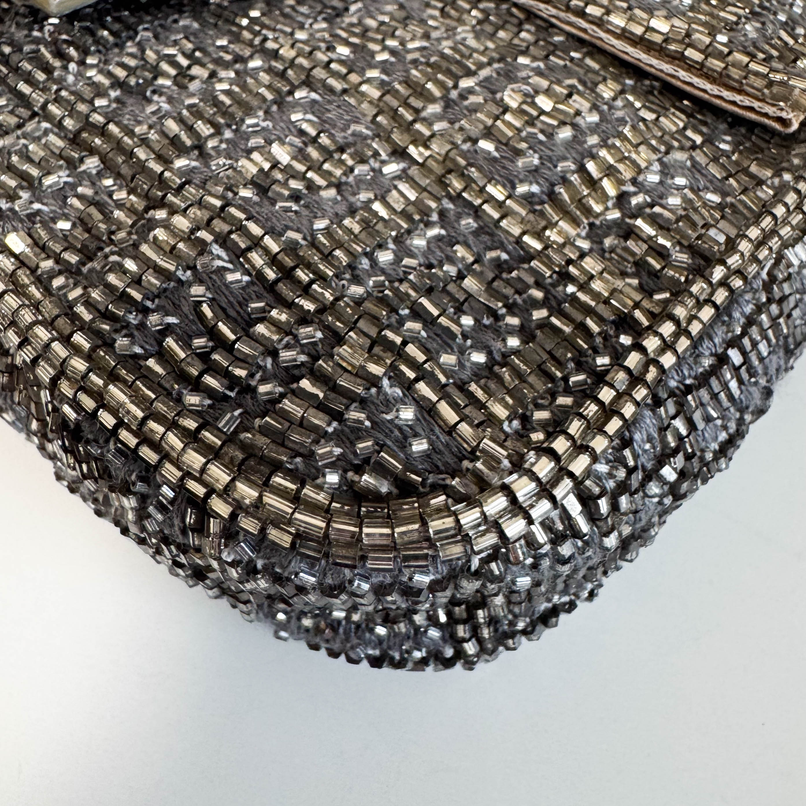 Zuccino Beaded Silver Baguette Mini Shoulder Bag