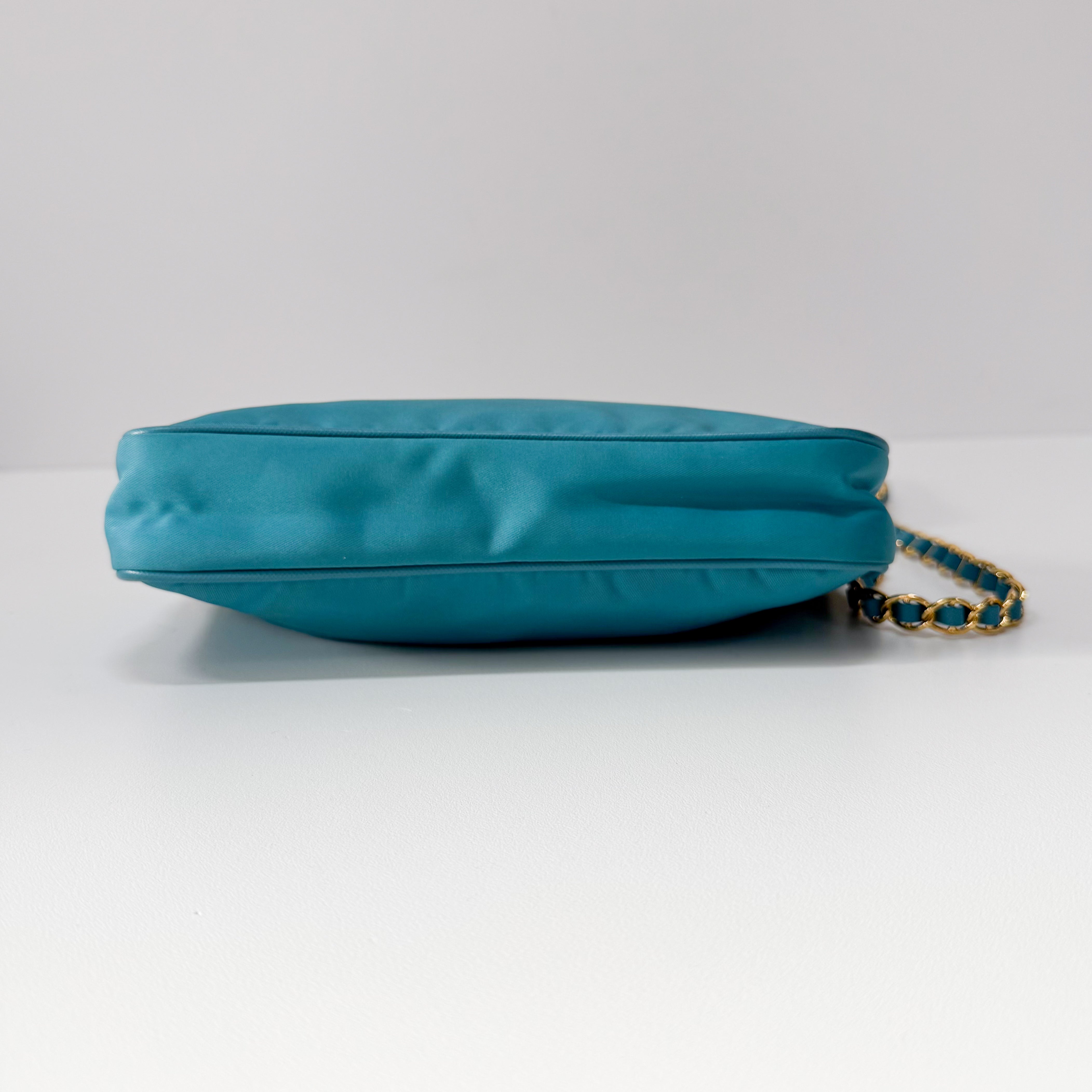 Tessuto & Saffiano Blue Nylon Crossbody Bag