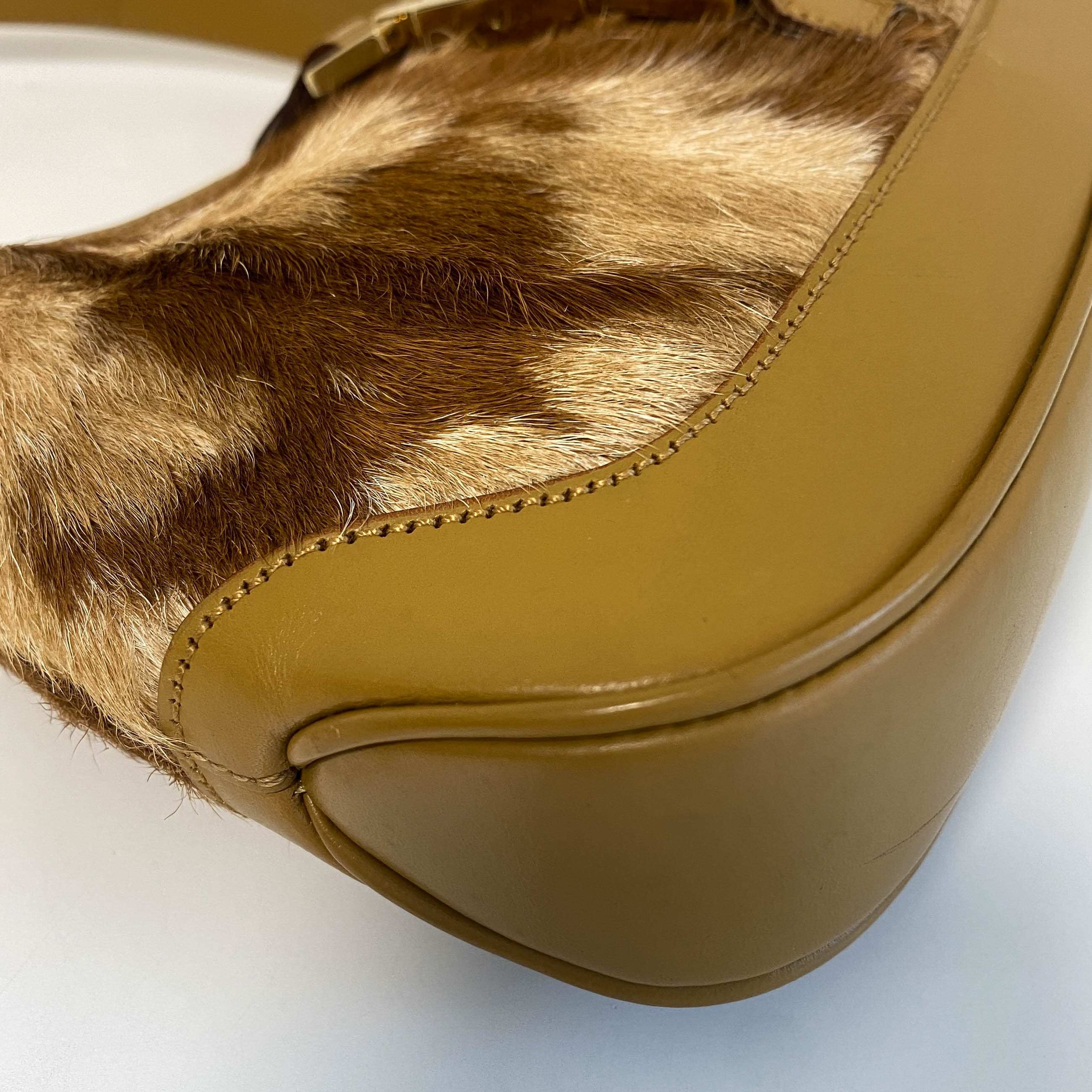 Jackie Brown Leather and Fur Shoulder Bag