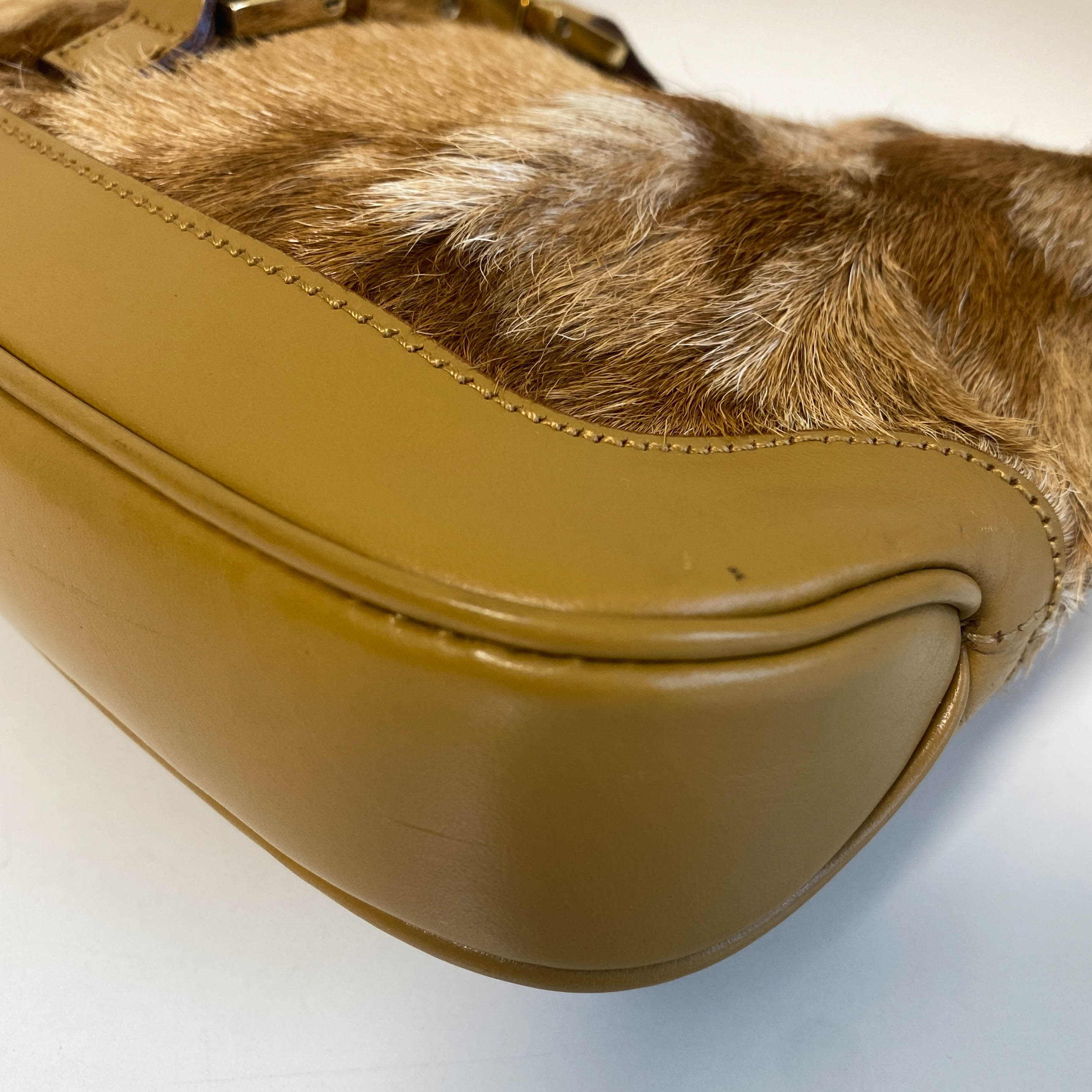 Jackie Brown Leather and Fur Shoulder Bag