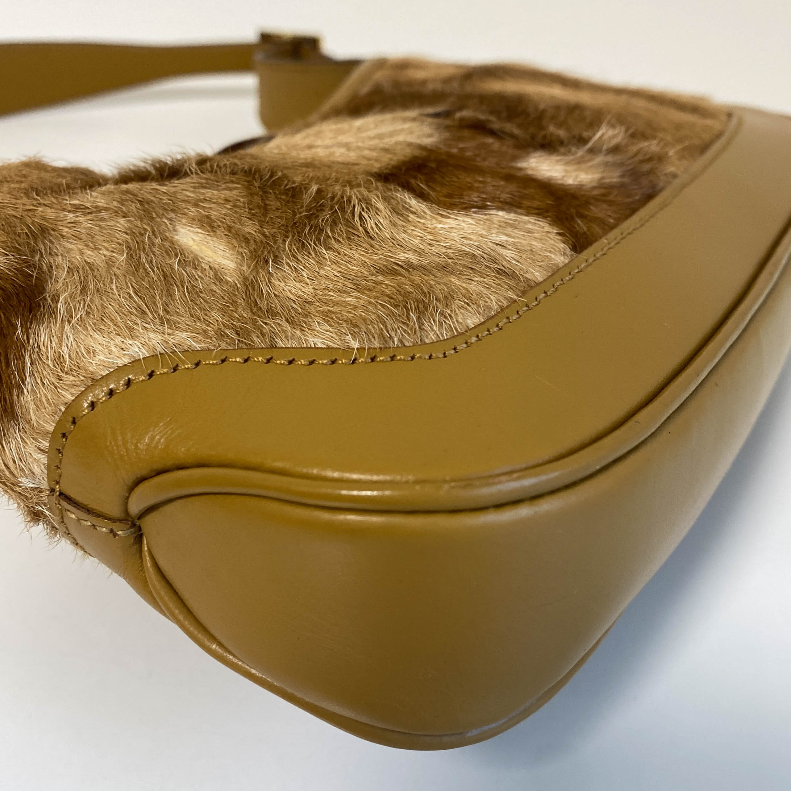 Jackie Brown Leather and Fur Shoulder Bag