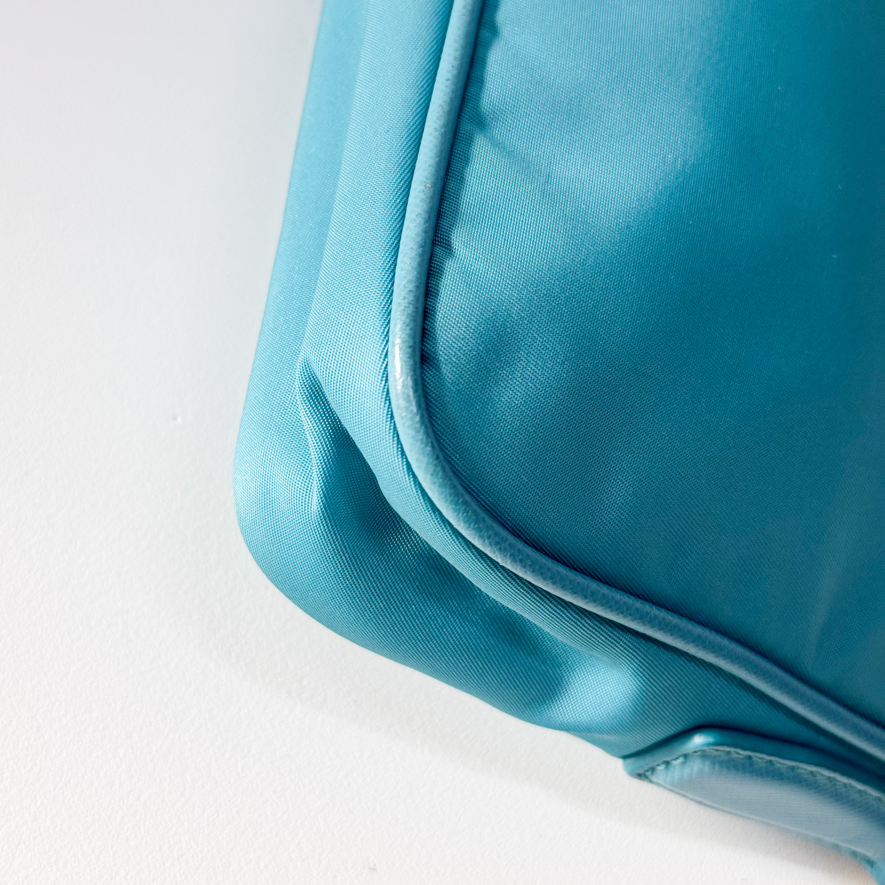 Tessuto & Saffiano Blue Nylon Crossbody Bag