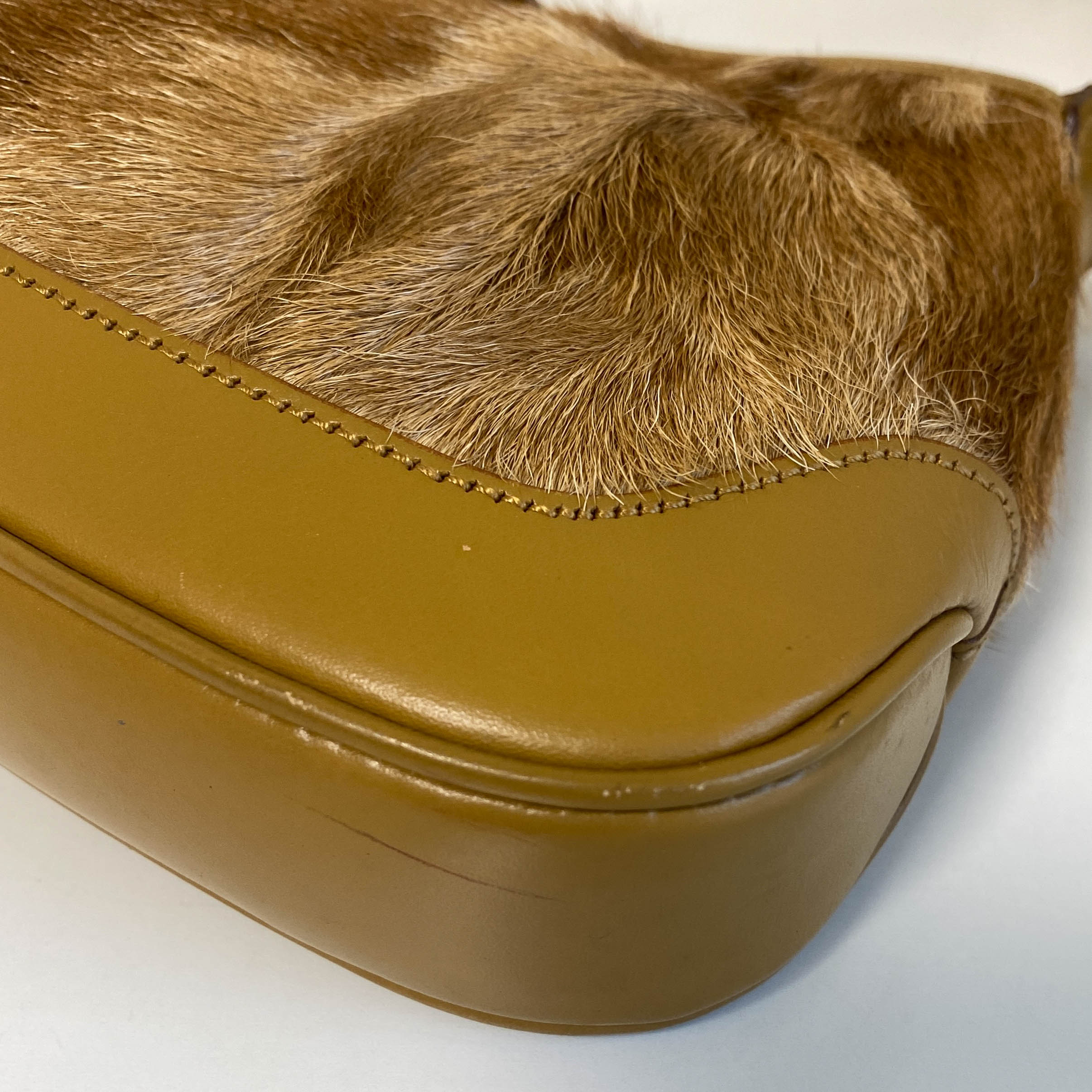 Jackie Brown Leather and Fur Shoulder Bag