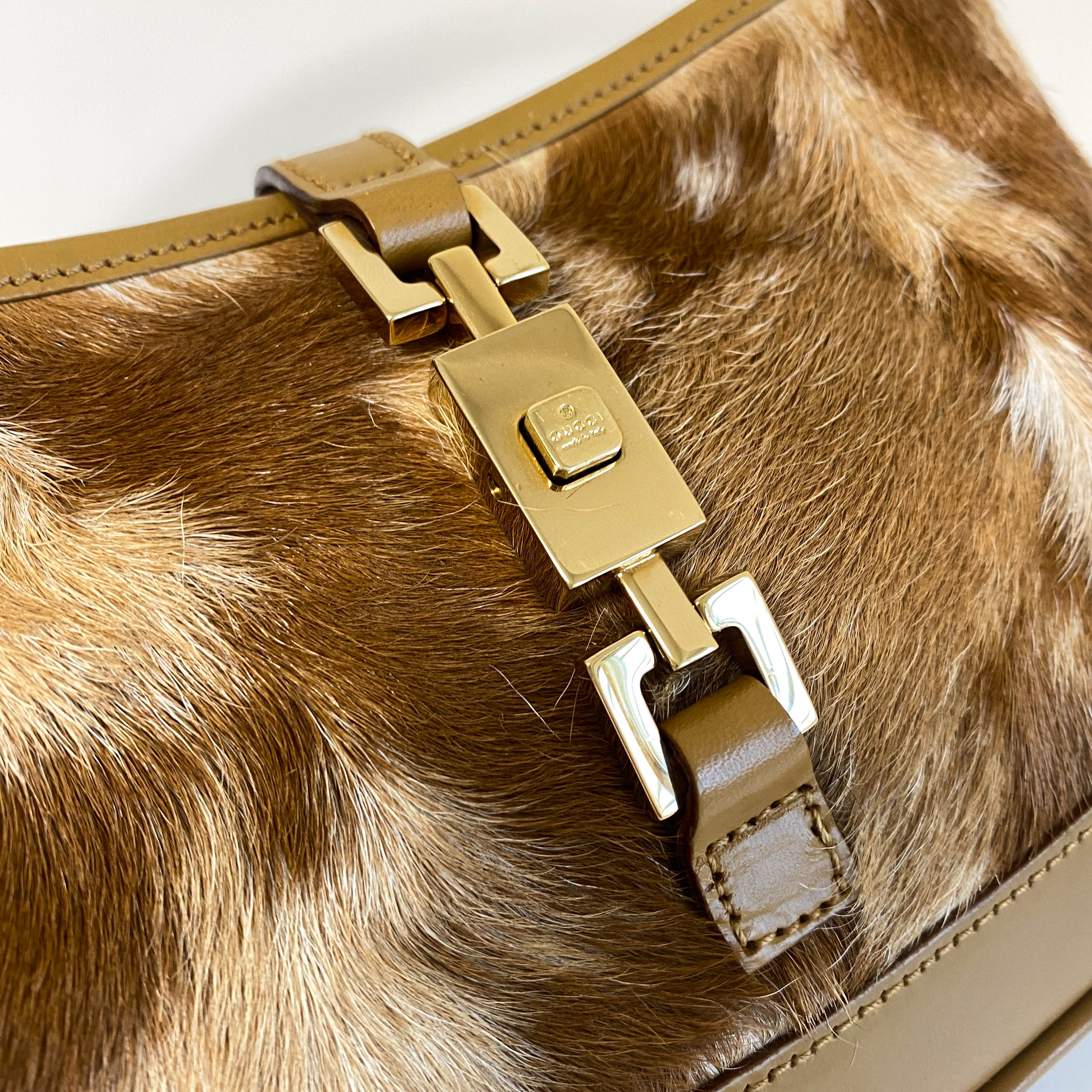 Jackie Brown Leather and Fur Shoulder Bag