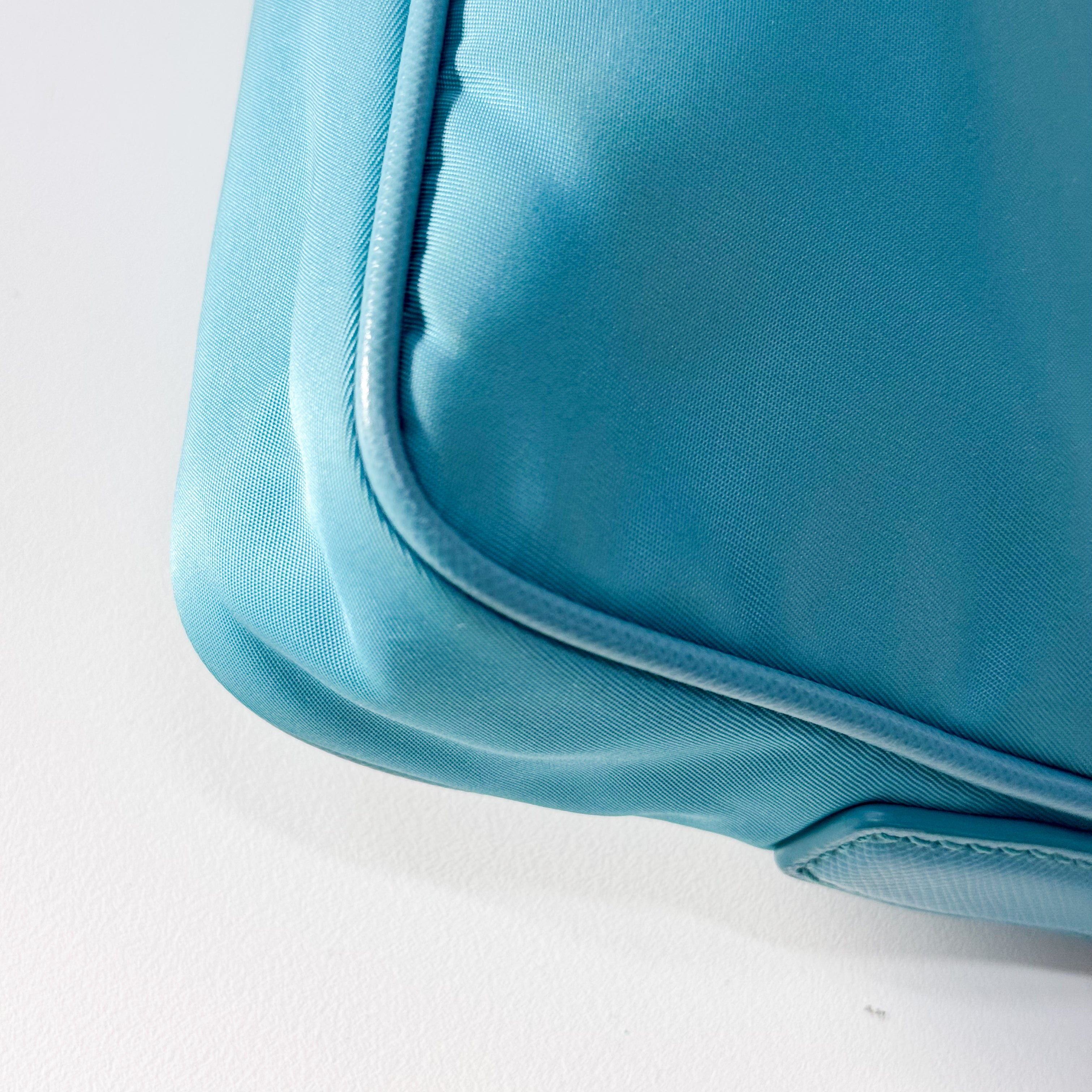 Tessuto & Saffiano Blue Nylon Crossbody Bag