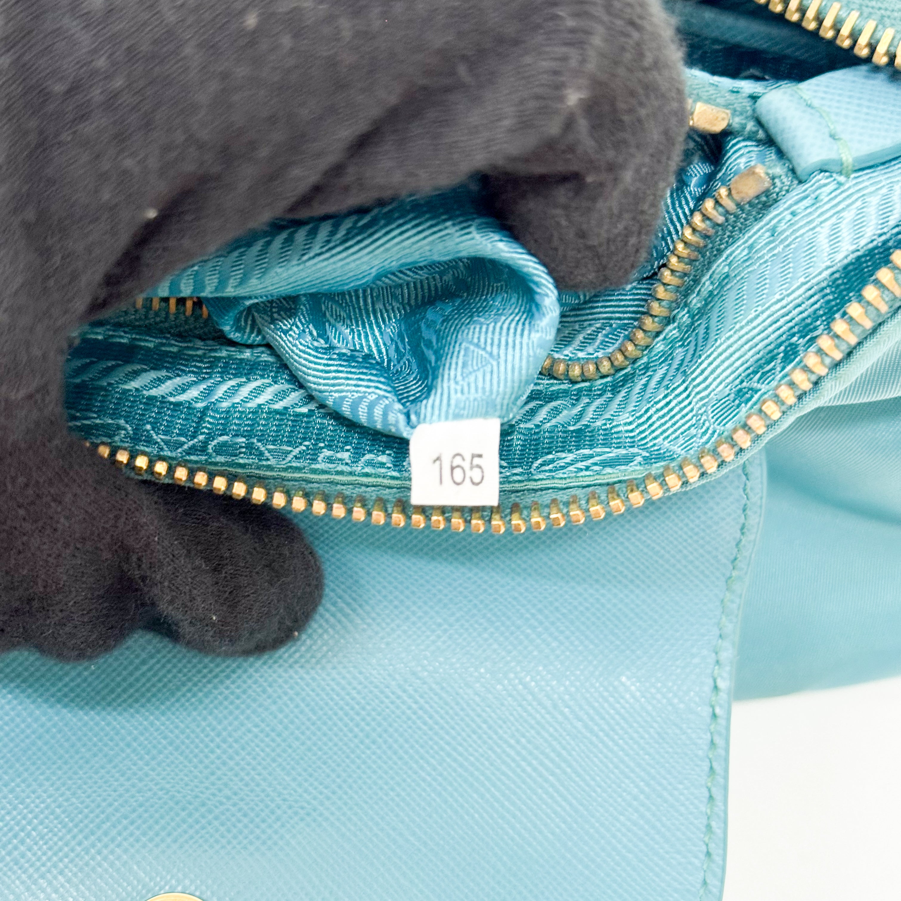 Tessuto & Saffiano Blue Nylon Crossbody Bag