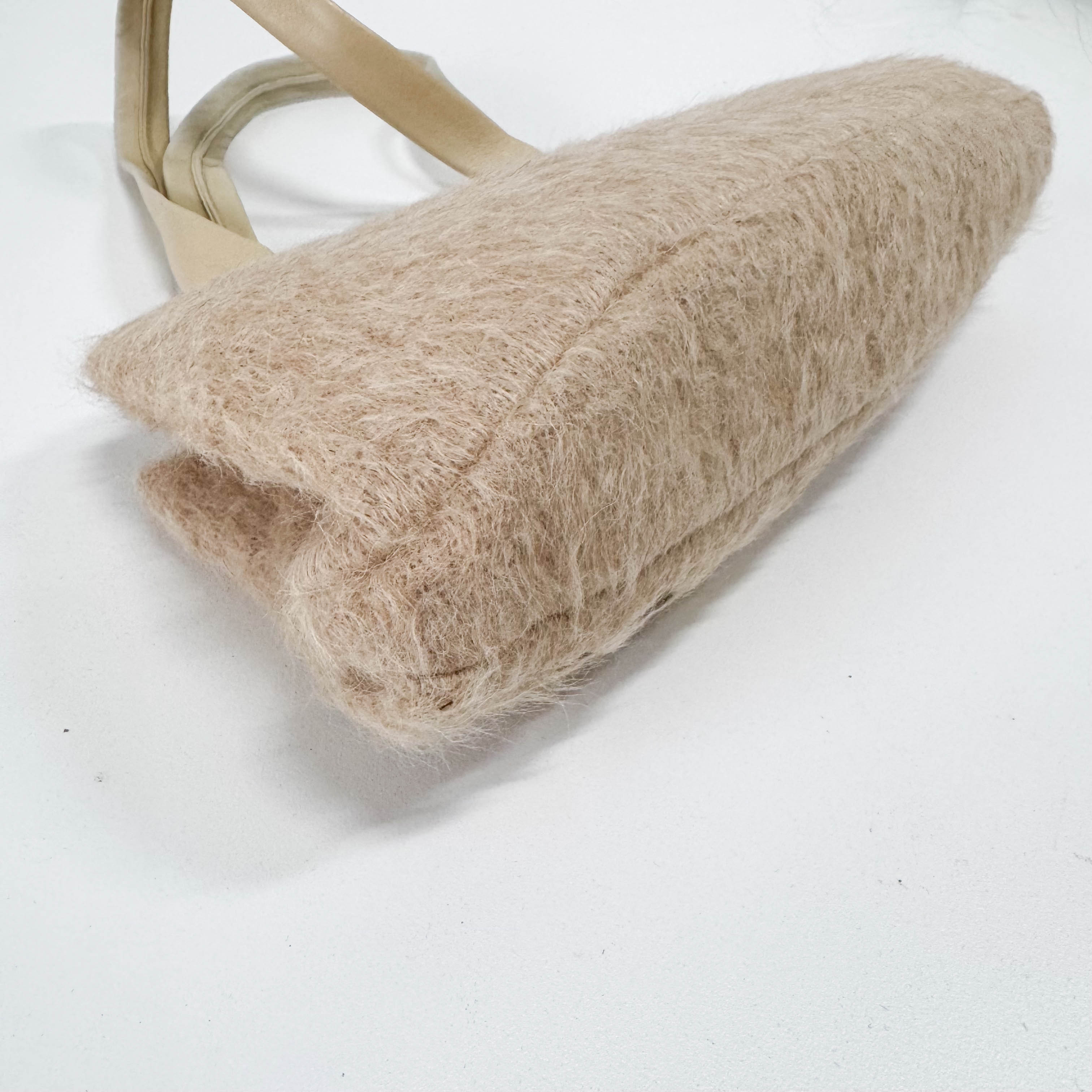 Beige Wool & Calf Clochet Shoulder Bag