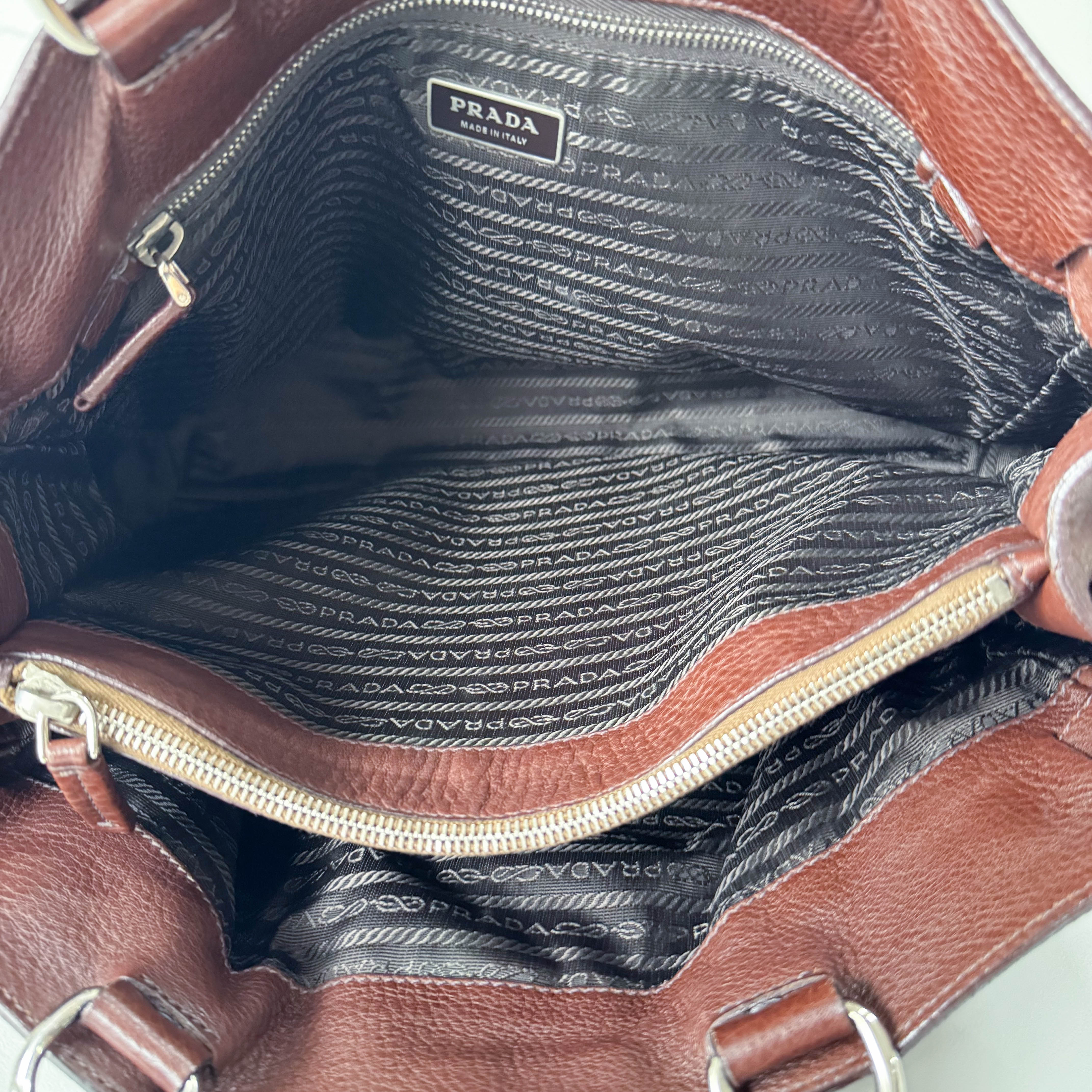 Brown Leather Top Handle Shoulder Bag