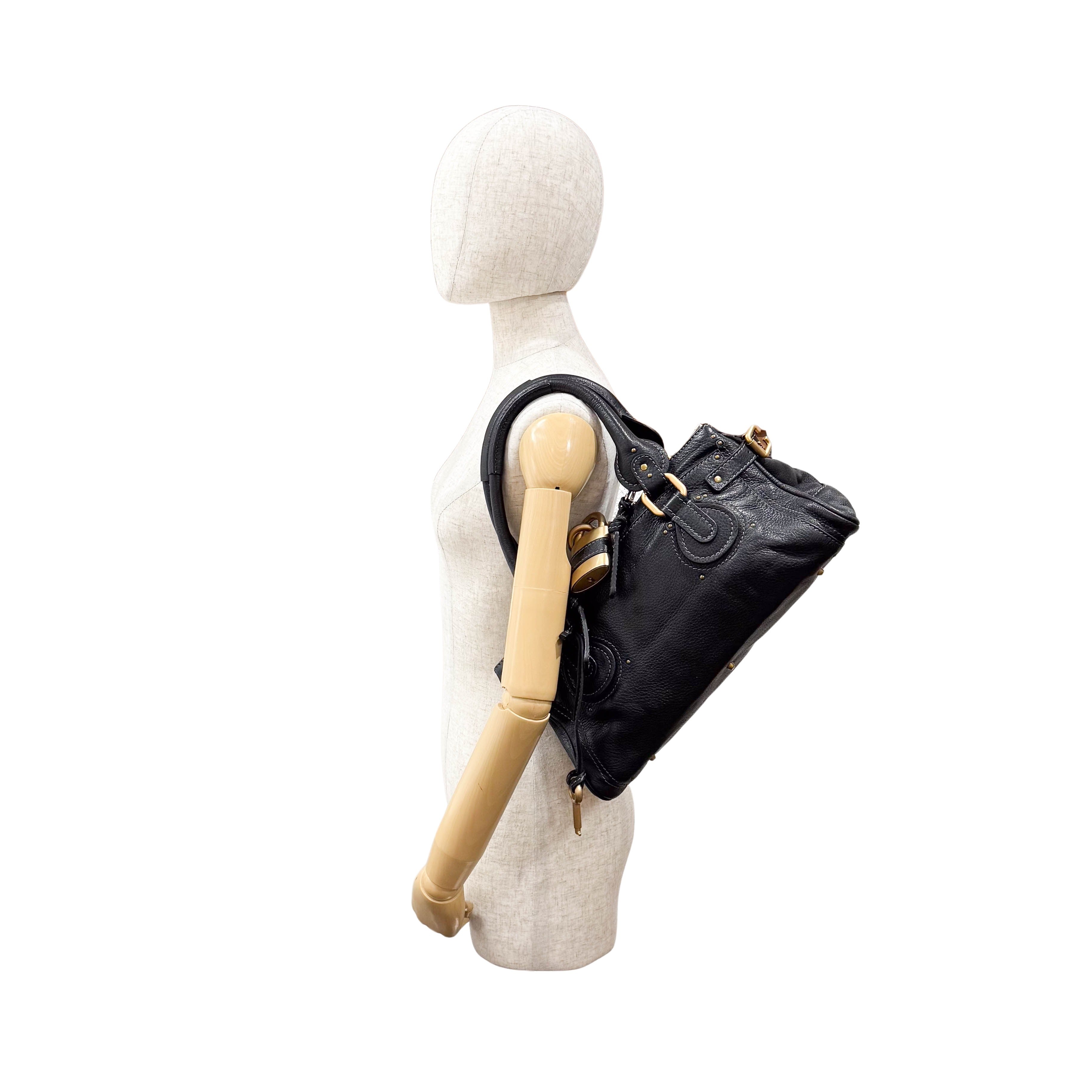 Paddington Black Leather Shoulder Bag