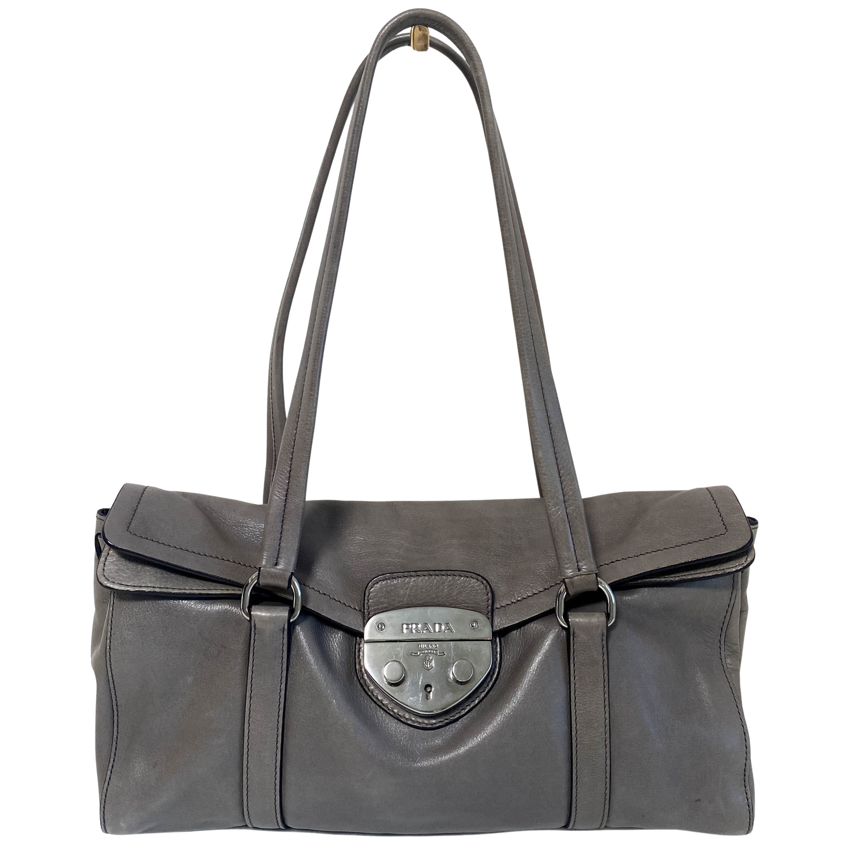 VIP【関税送料無料】希少 Prada Sacca Handbag PRADA Soft Sound Large Shoulder Bag Calfskin Leather Black