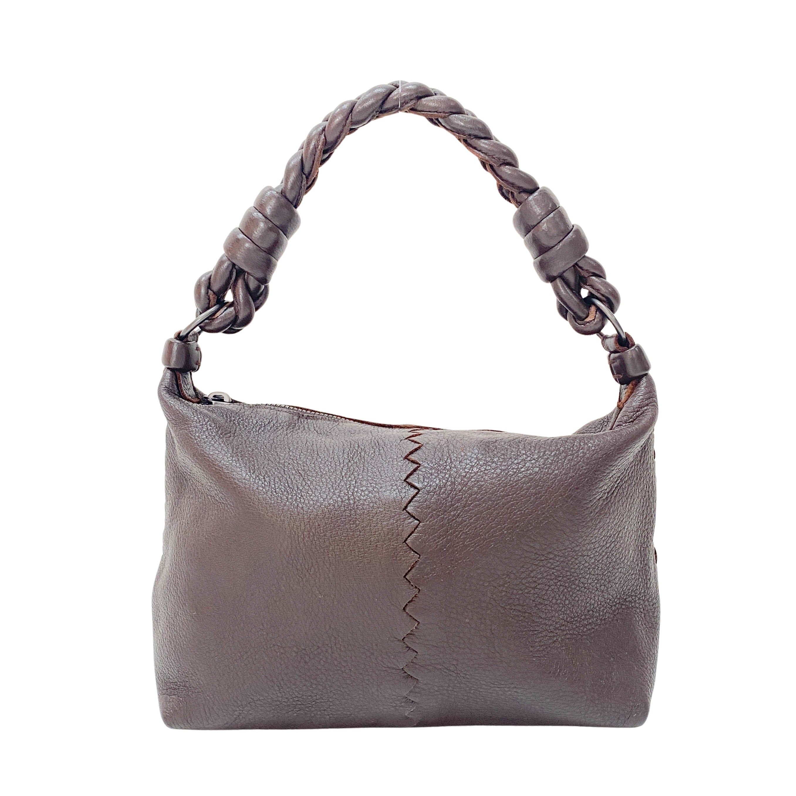 Dark Brown Leather Braided Handle