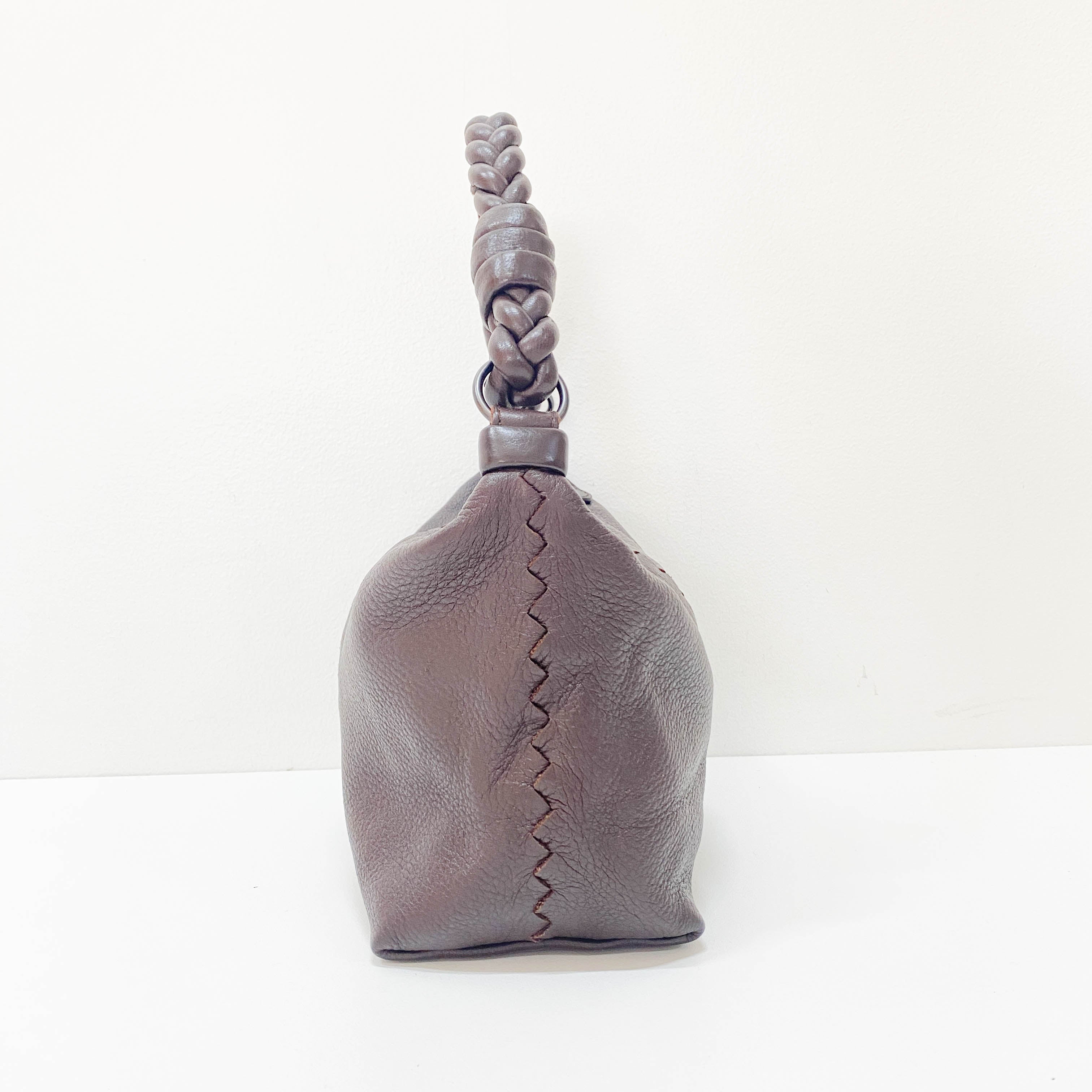 Dark Brown Leather Braided Handle