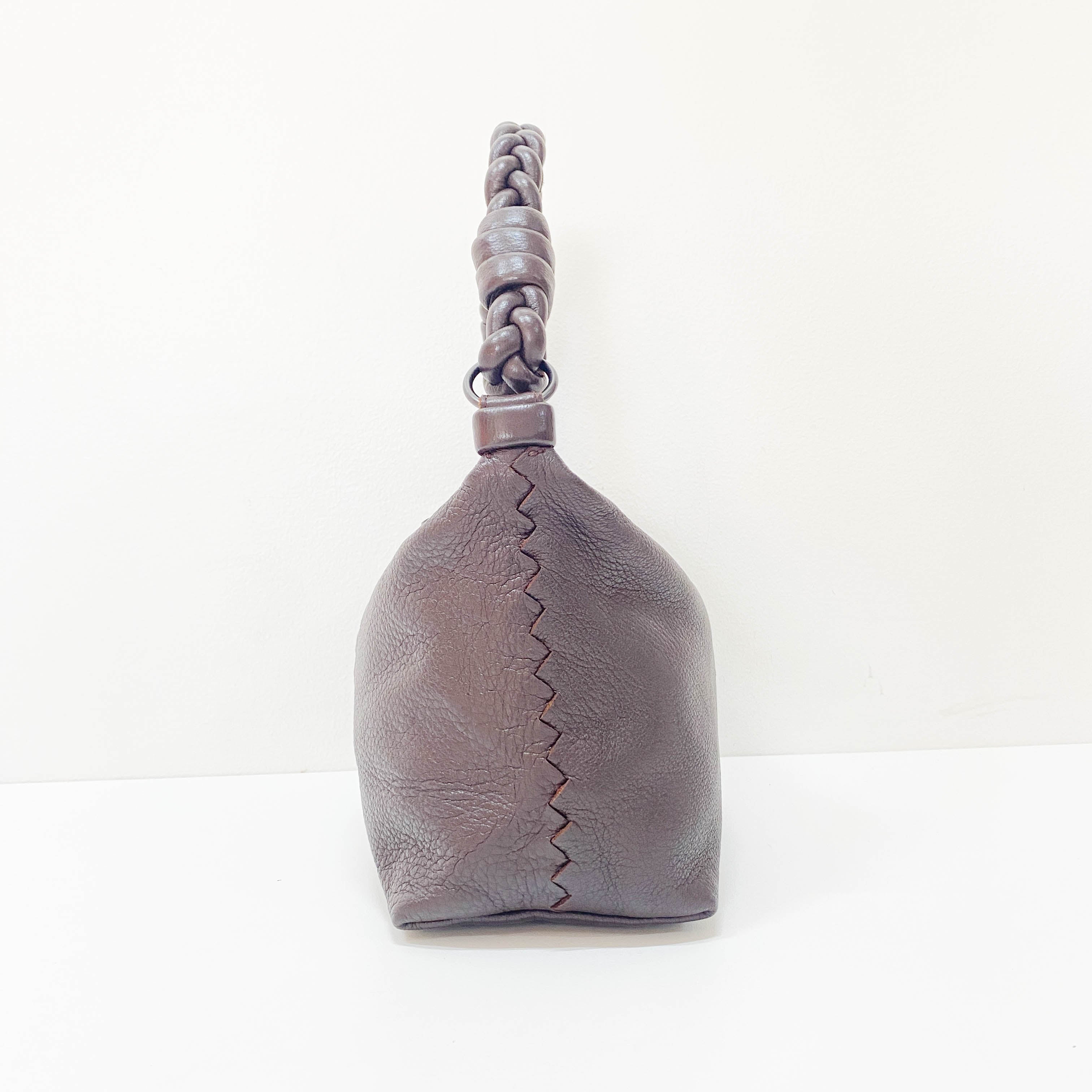 Dark Brown Leather Braided Handle