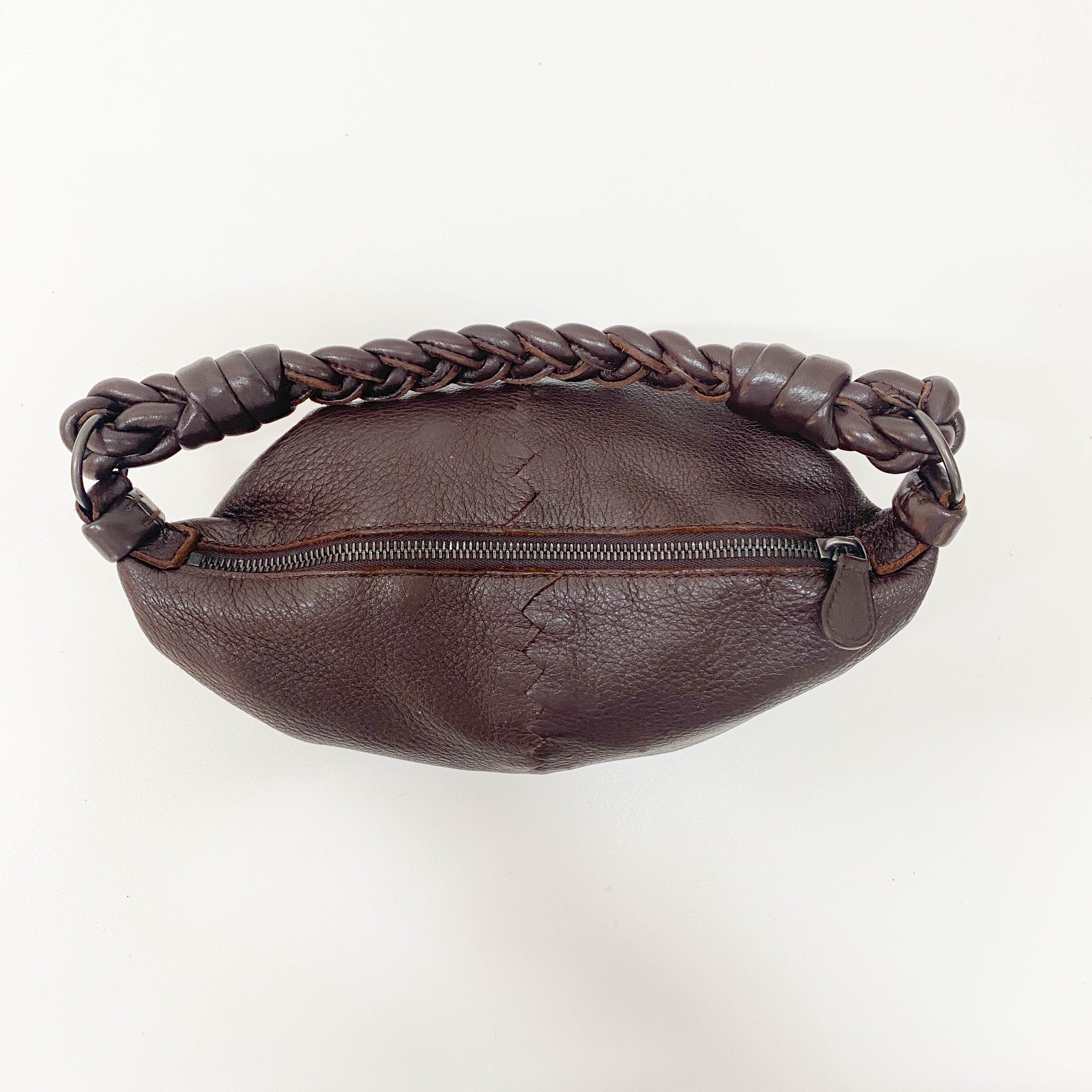 Dark Brown Leather Braided Handle