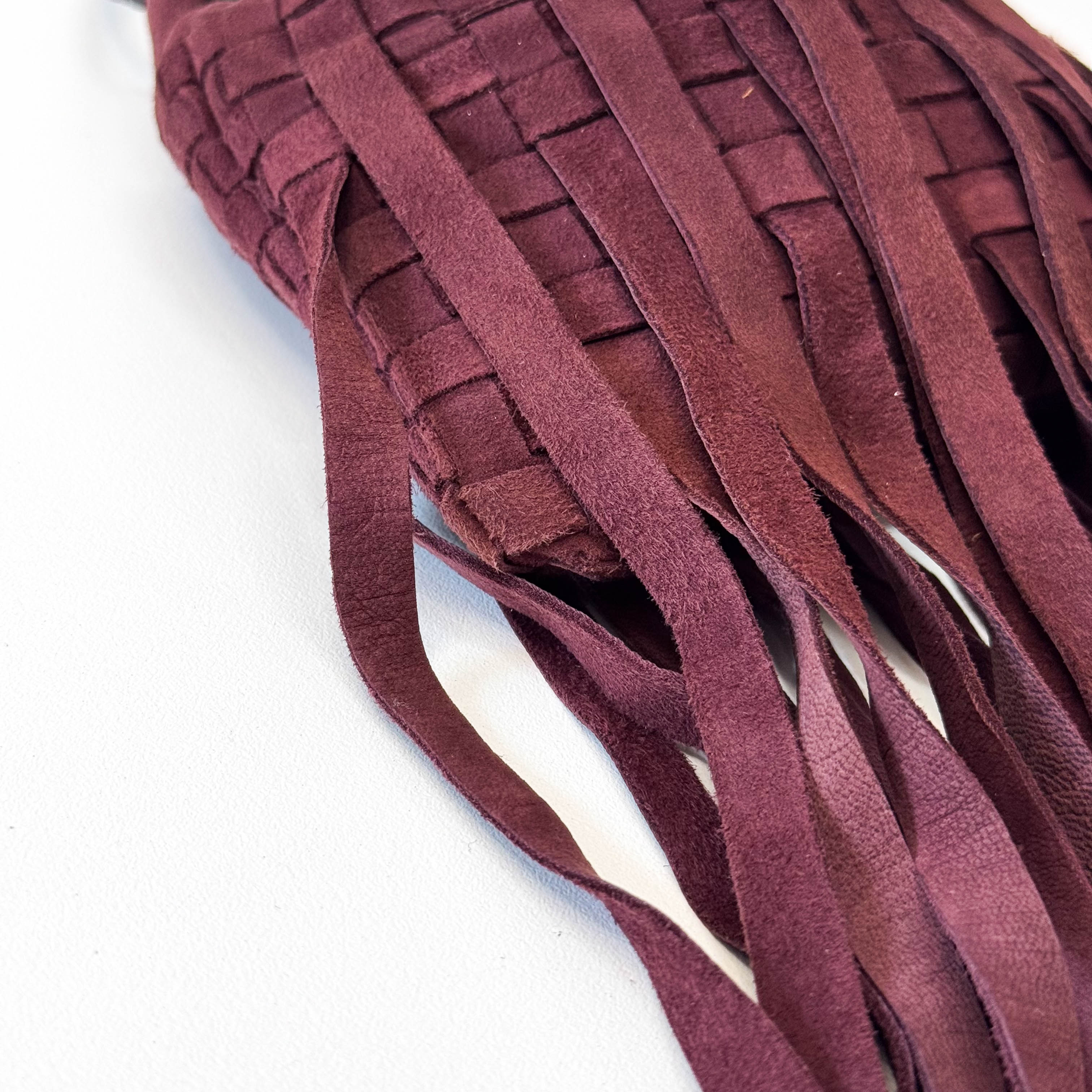 Intrecciato Brown Suede Fringe Small Pouch