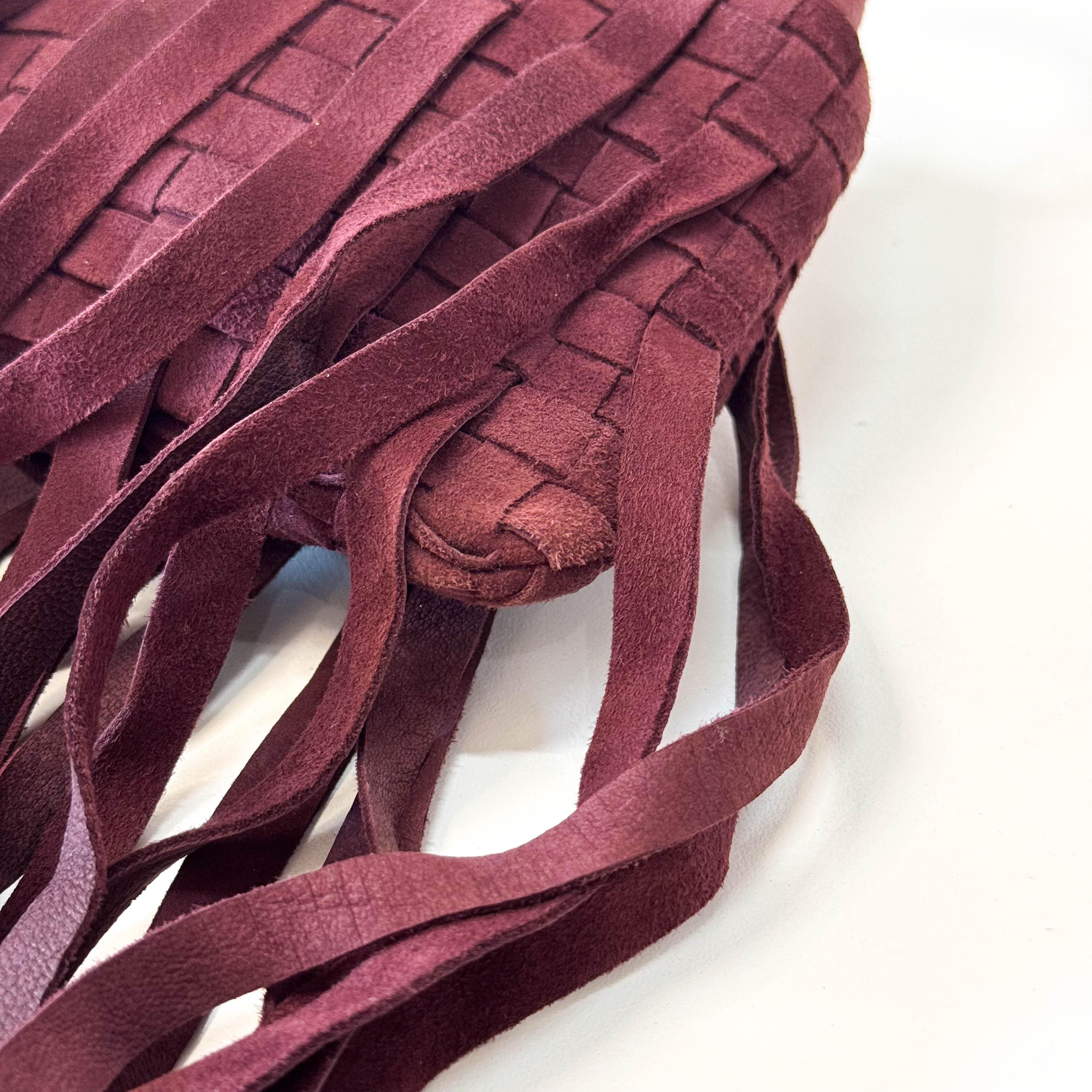 Intrecciato Brown Suede Fringe Small Pouch