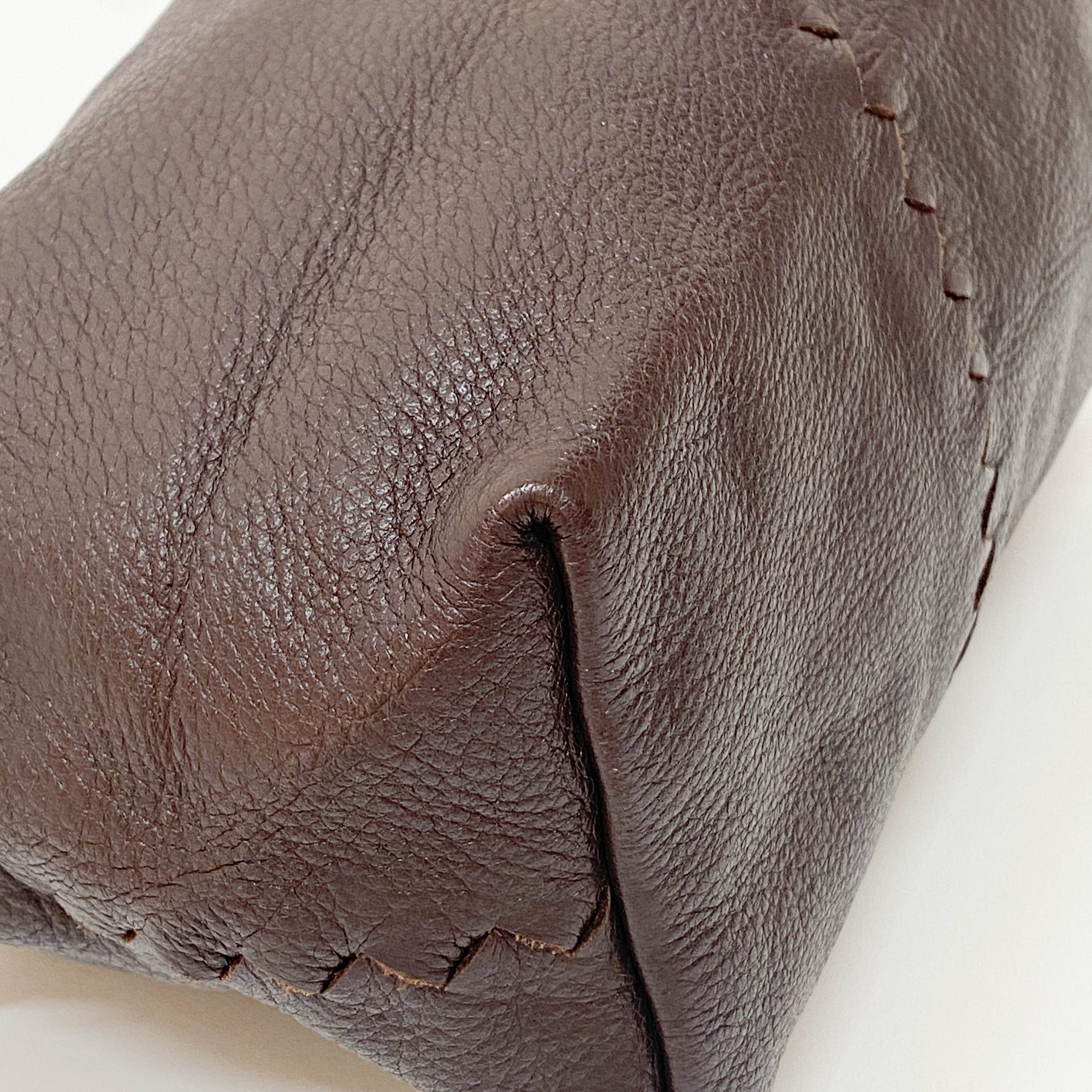 Dark Brown Leather Braided Handle