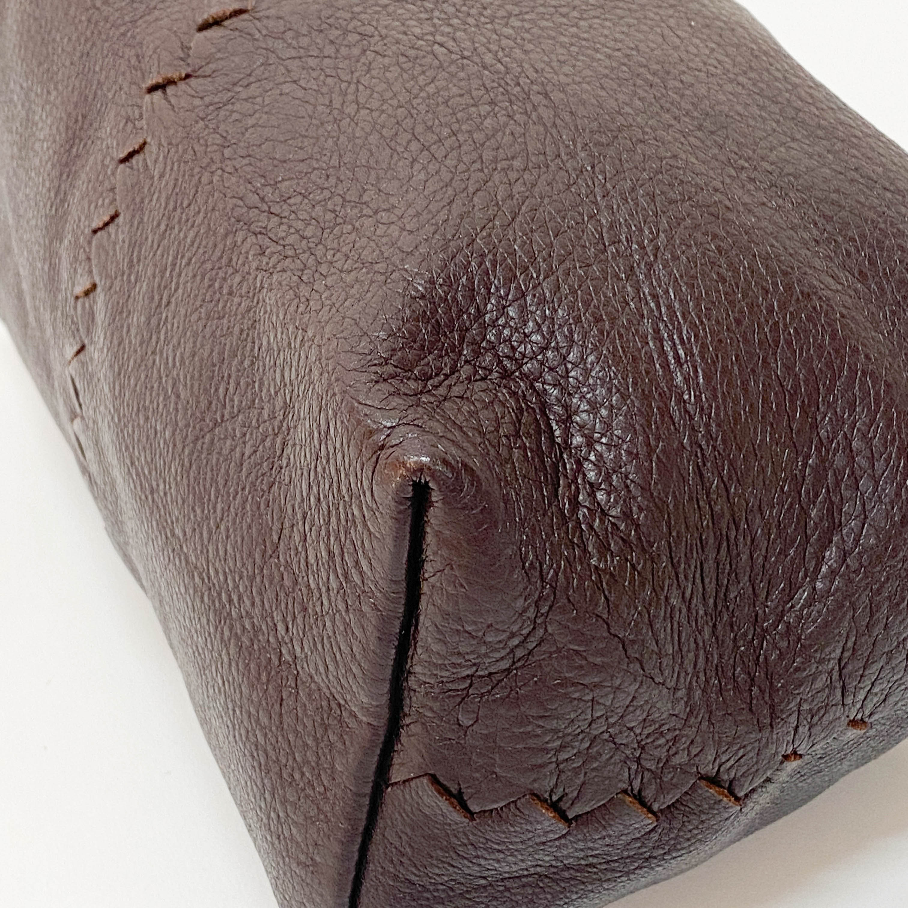 Dark Brown Leather Braided Handle