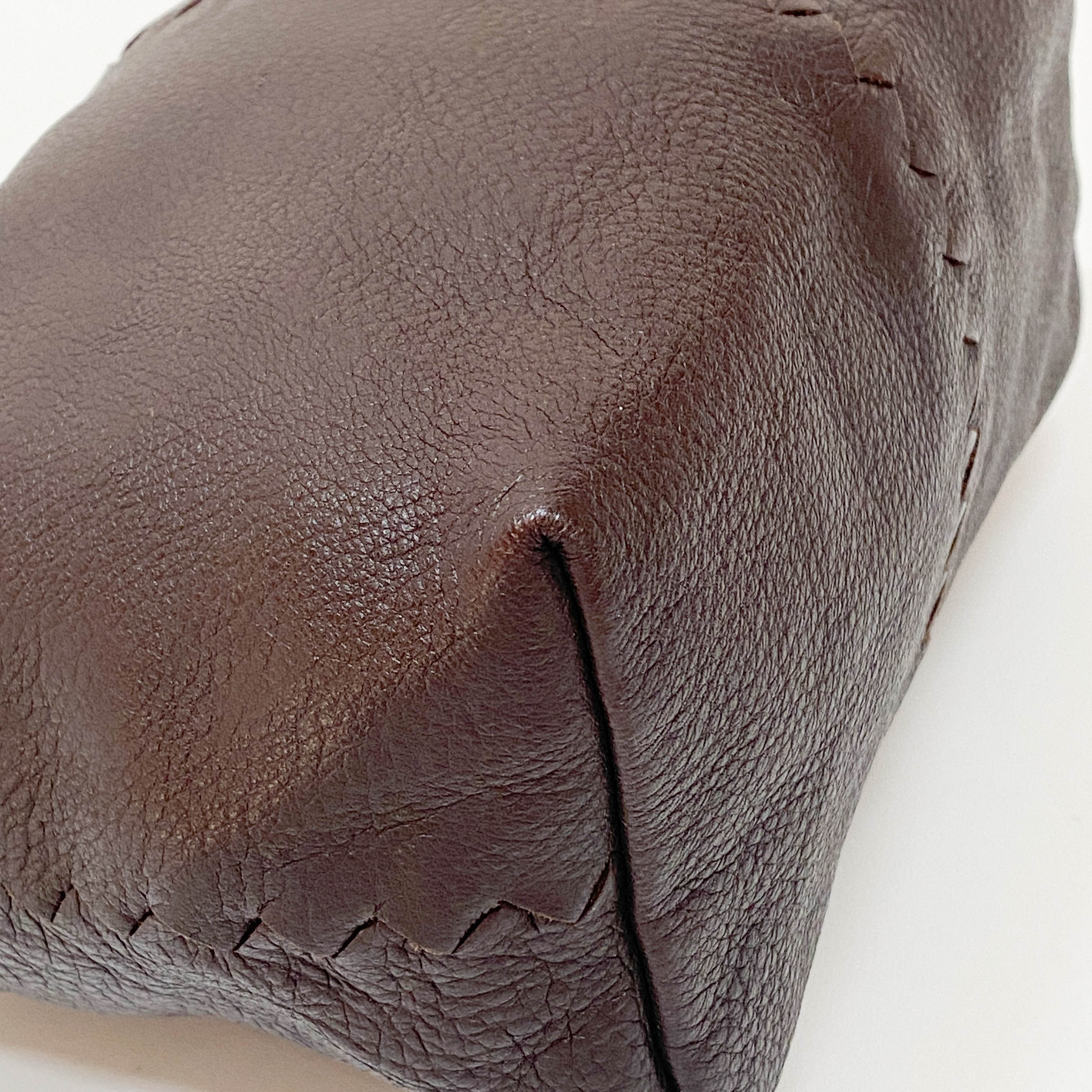 Dark Brown Leather Braided Handle