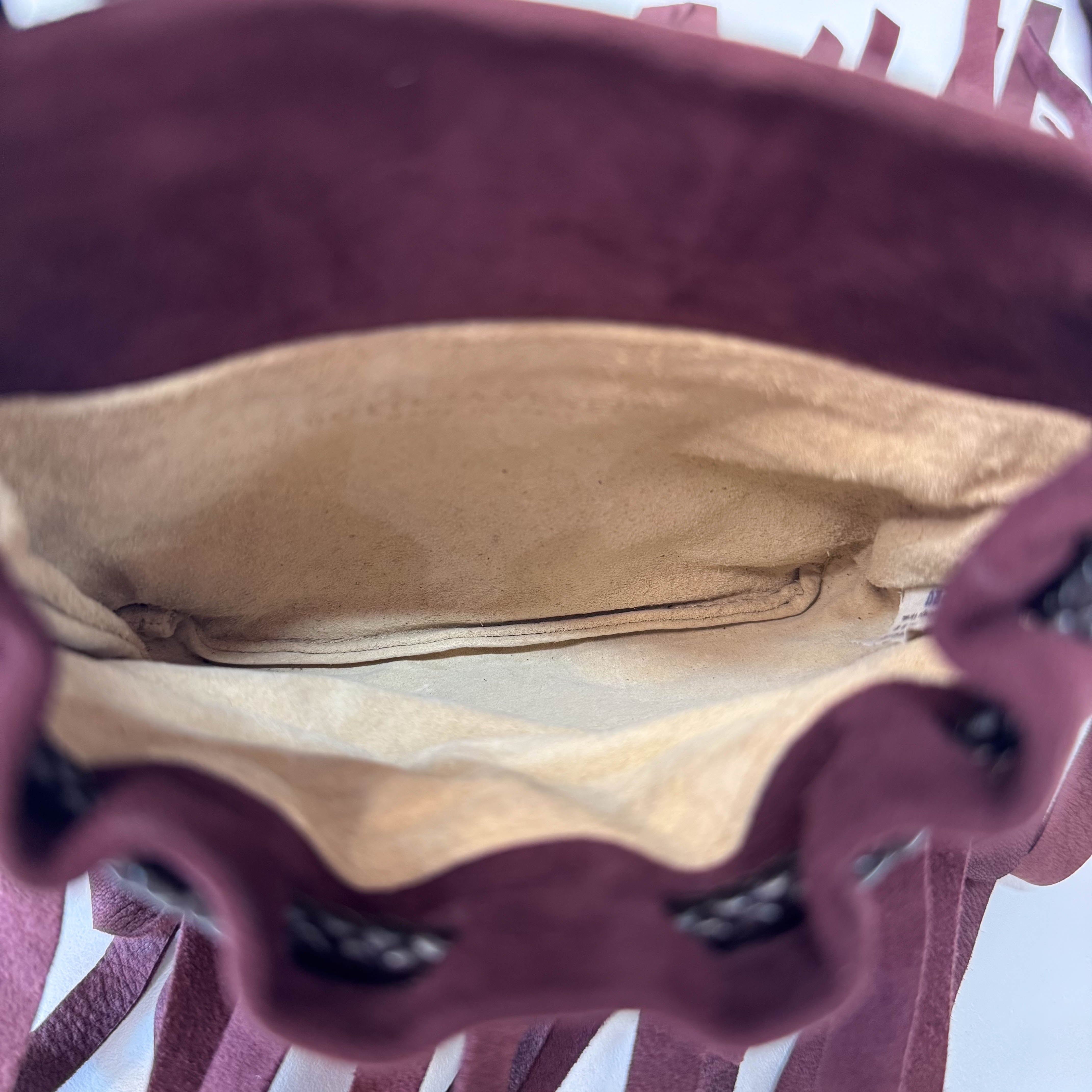 Intrecciato Brown Suede Fringe Small Pouch