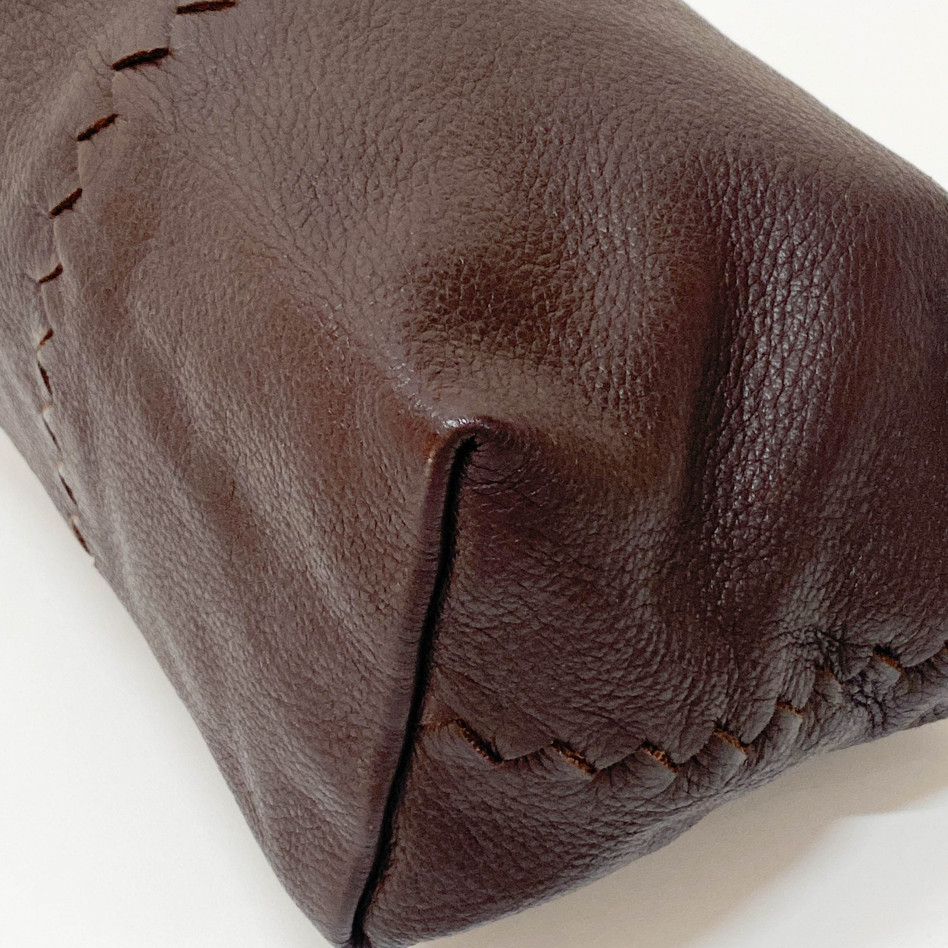 Dark Brown Leather Braided Handle