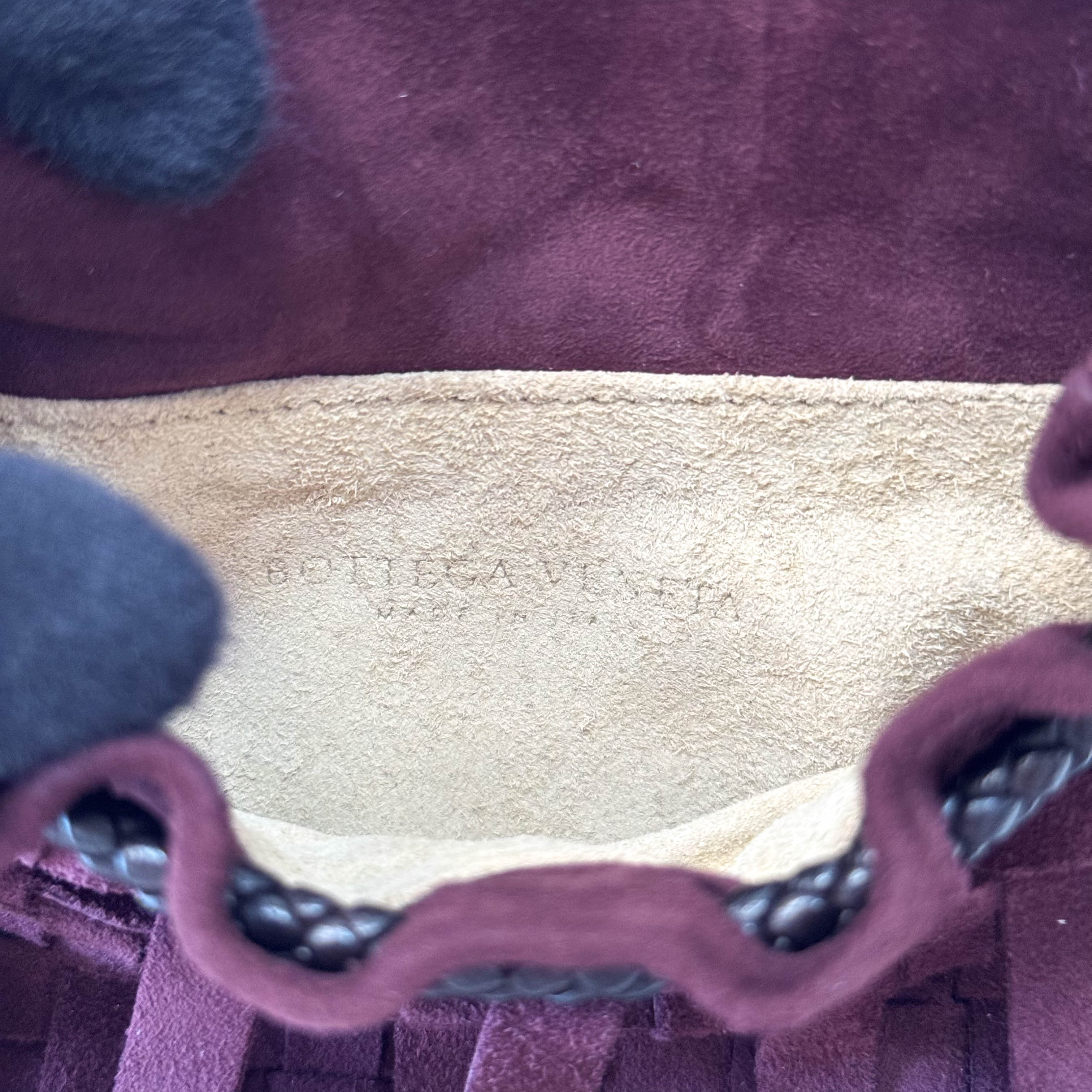 Intrecciato Brown Suede Fringe Small Pouch