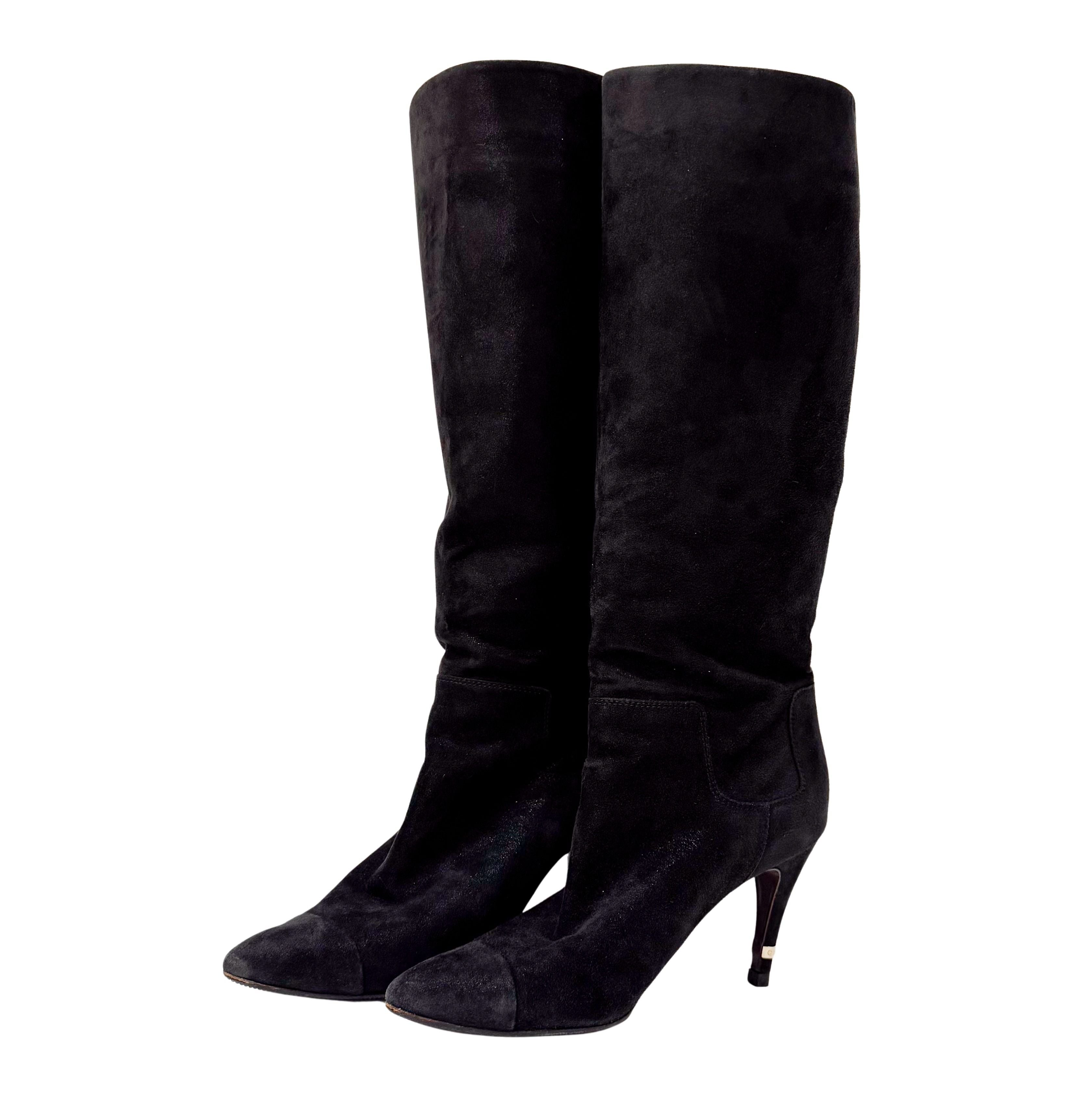 Size 36 1/2 Black Suede Tall Boots