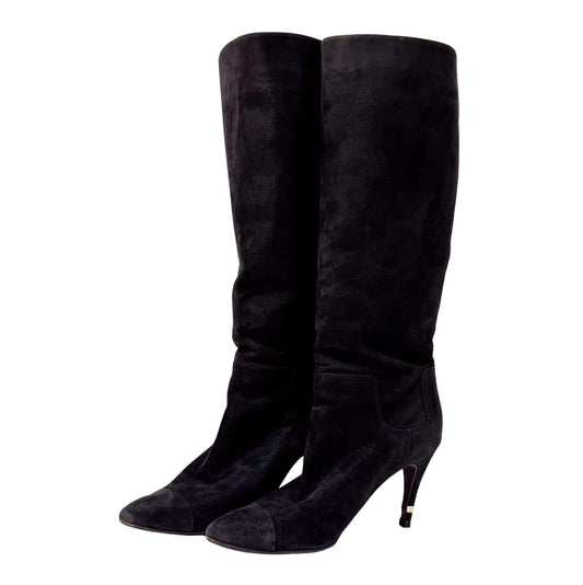 Size 36 1/2 Black Suede Tall Boots