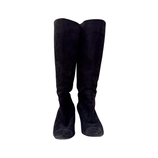Size 36 1/2 Black Suede Tall Boots