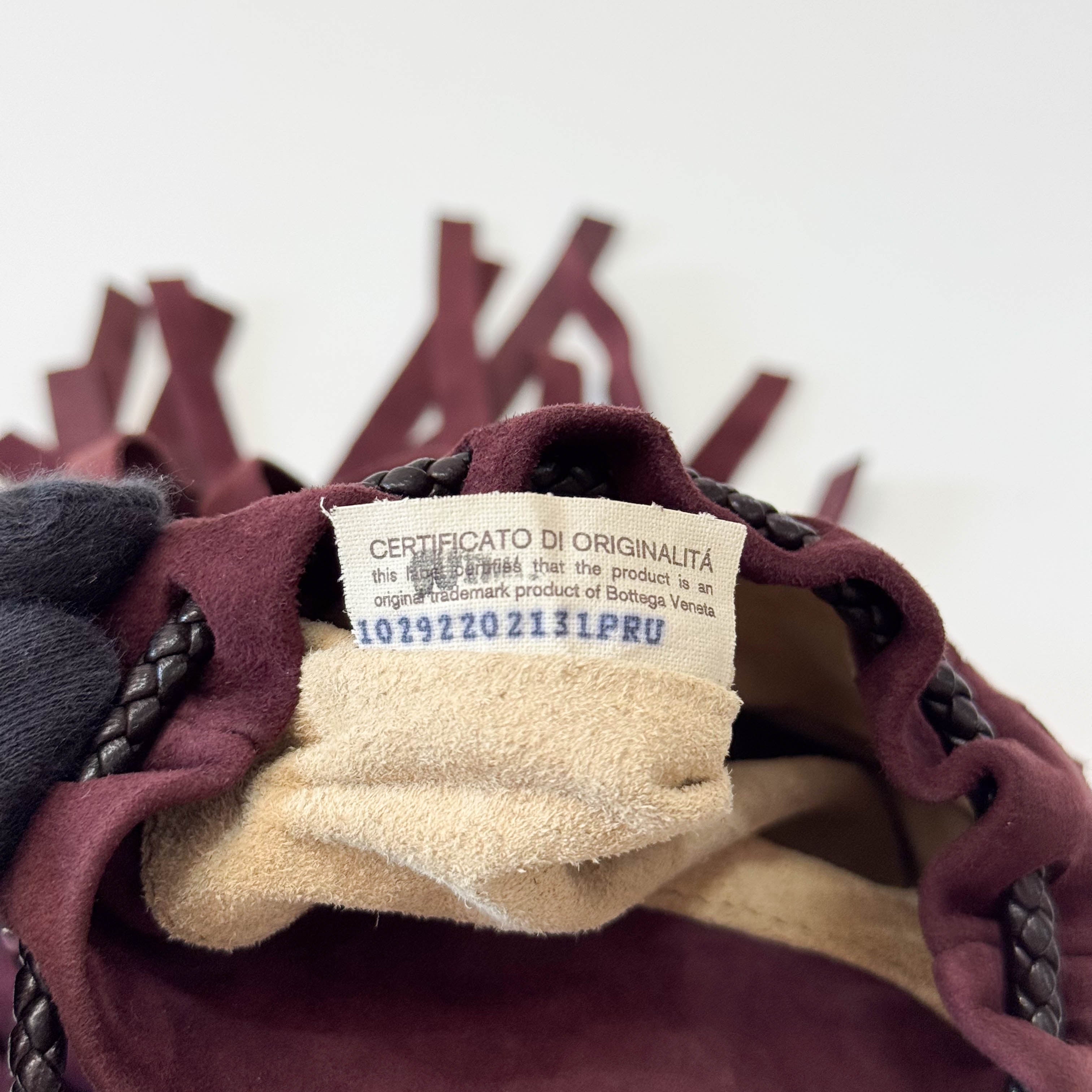 Intrecciato Brown Suede Fringe Small Pouch