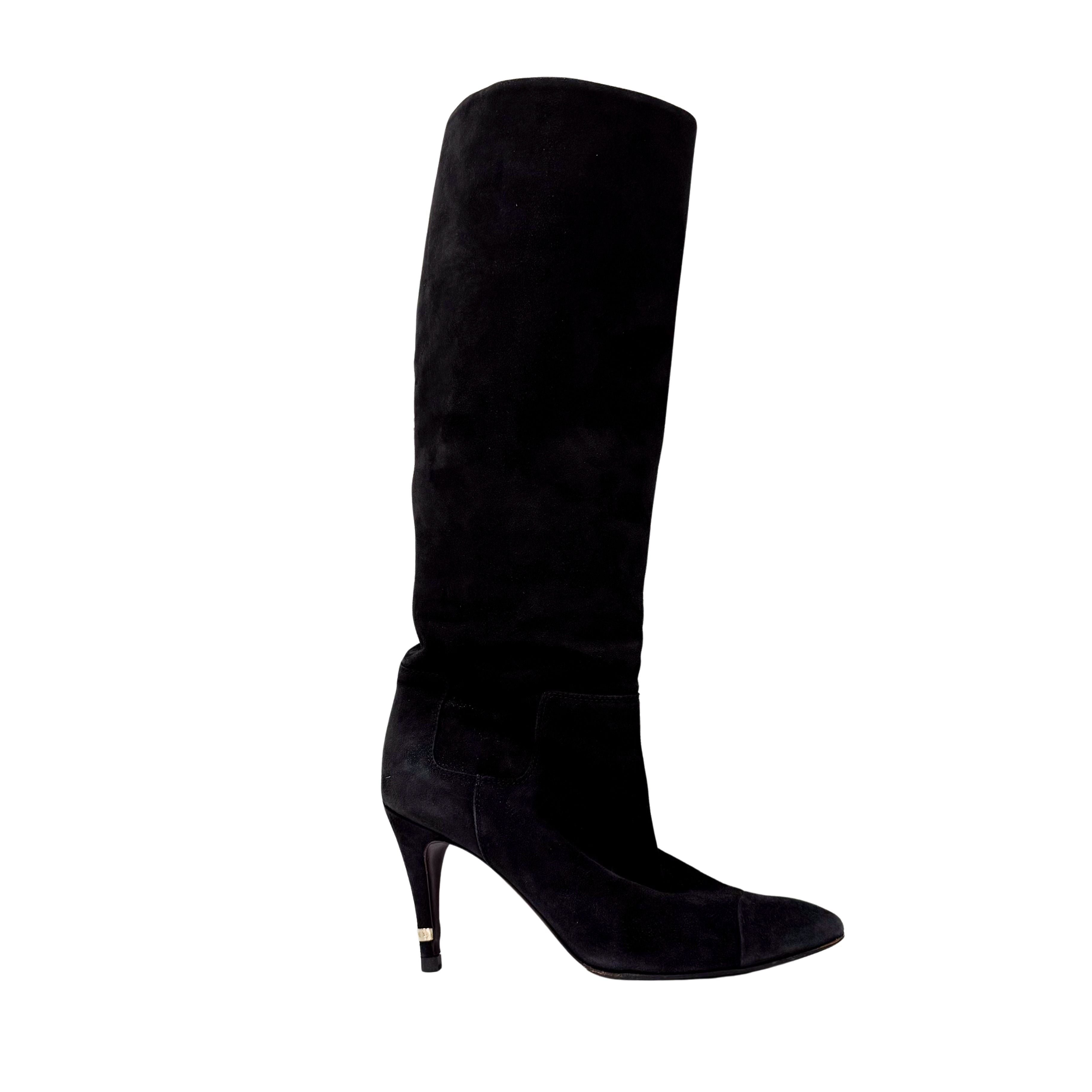Size 36 1/2 Black Suede Tall Boots