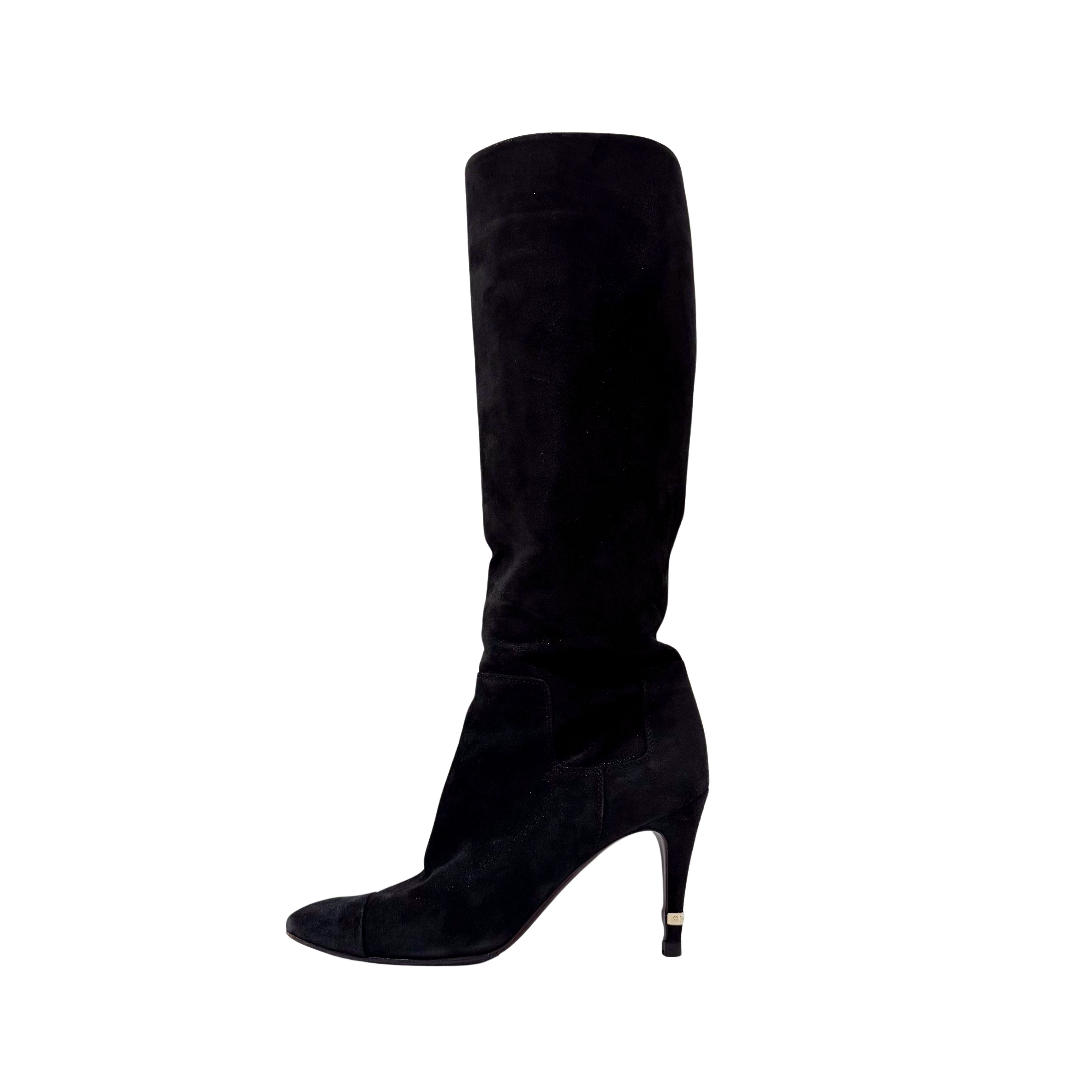Size 36 1/2 Black Suede Tall Boots