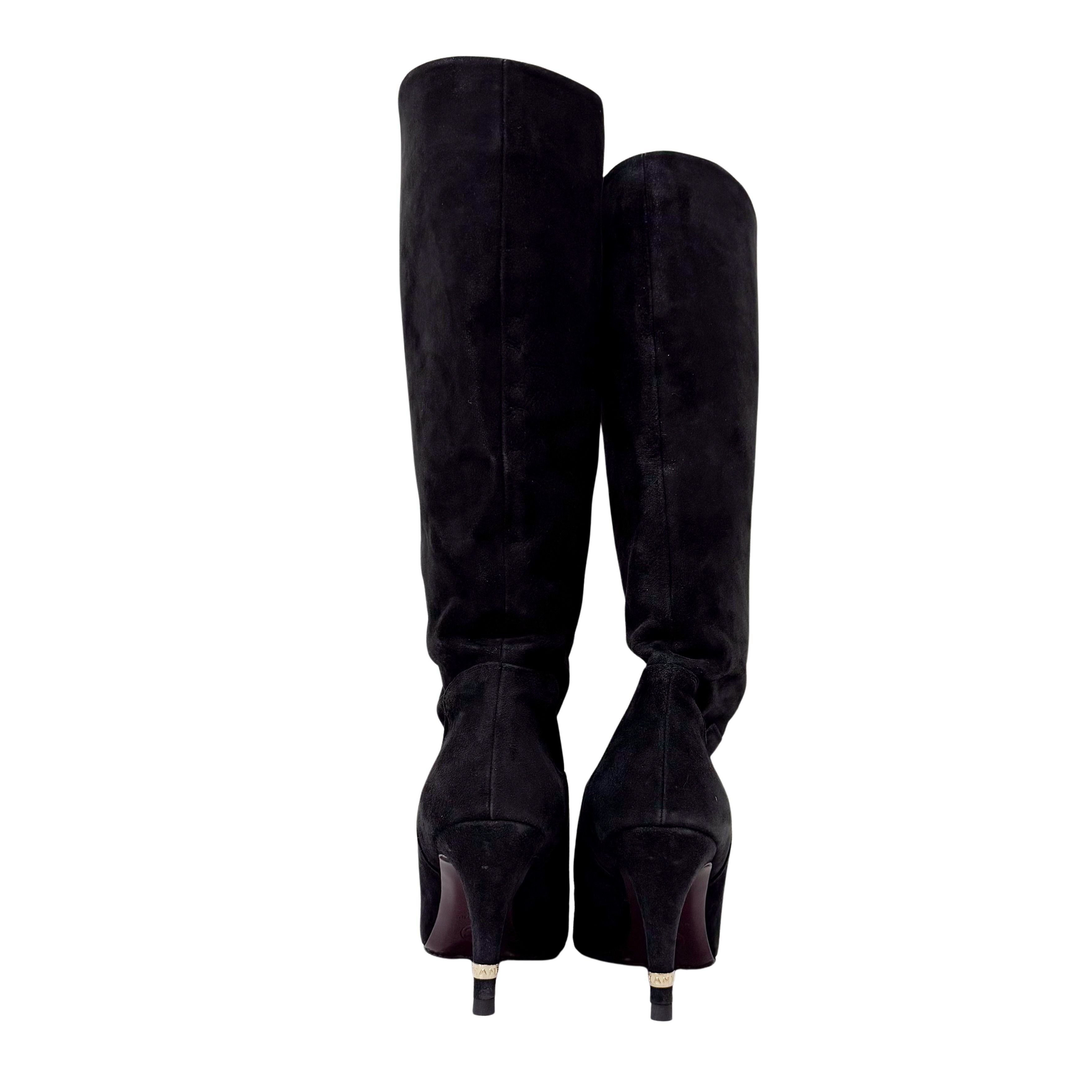Size 36 1/2 Black Suede Tall Boots