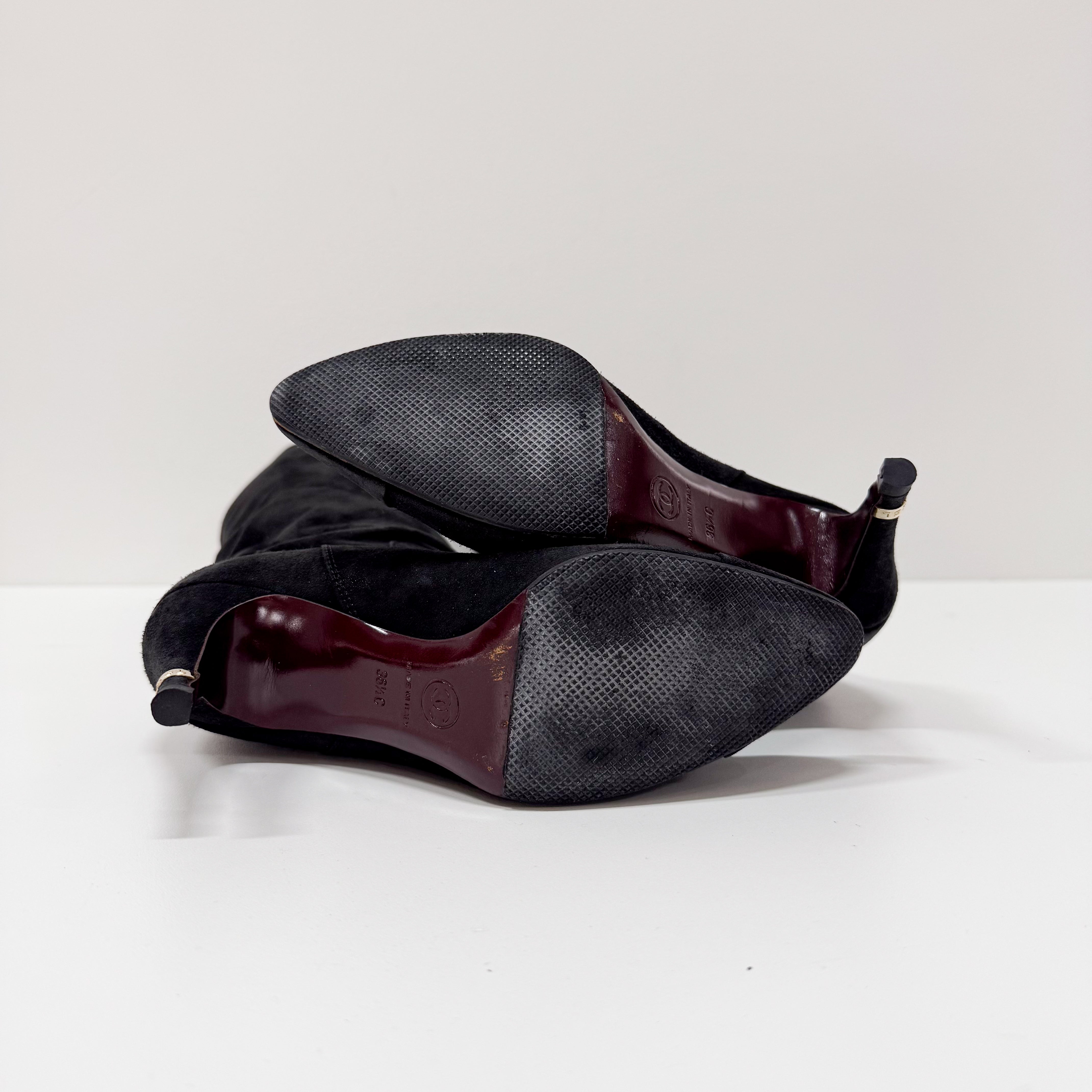 Size 36 1/2 Black Suede Tall Boots