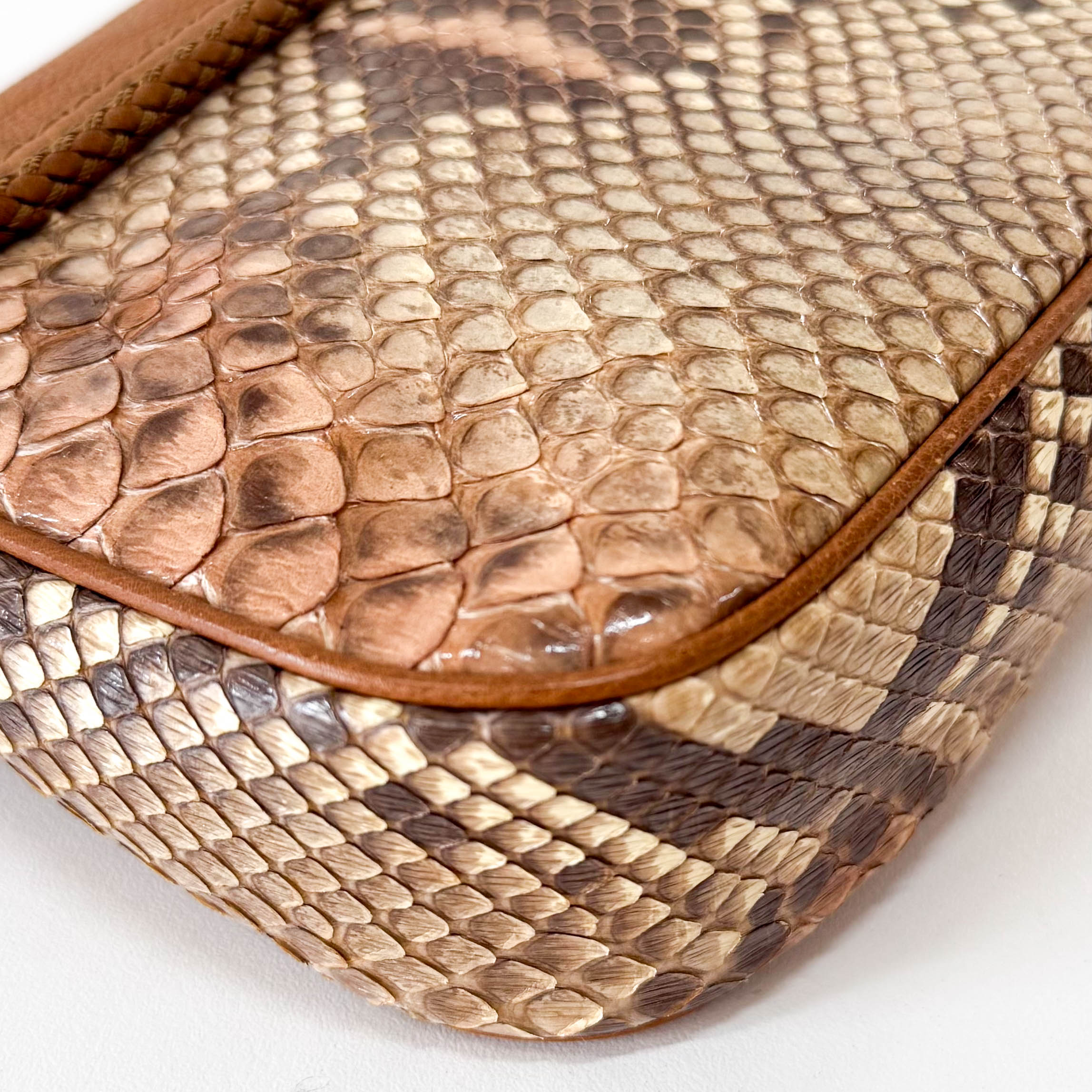 Brown Leather Gold Chain Shoulder Bag