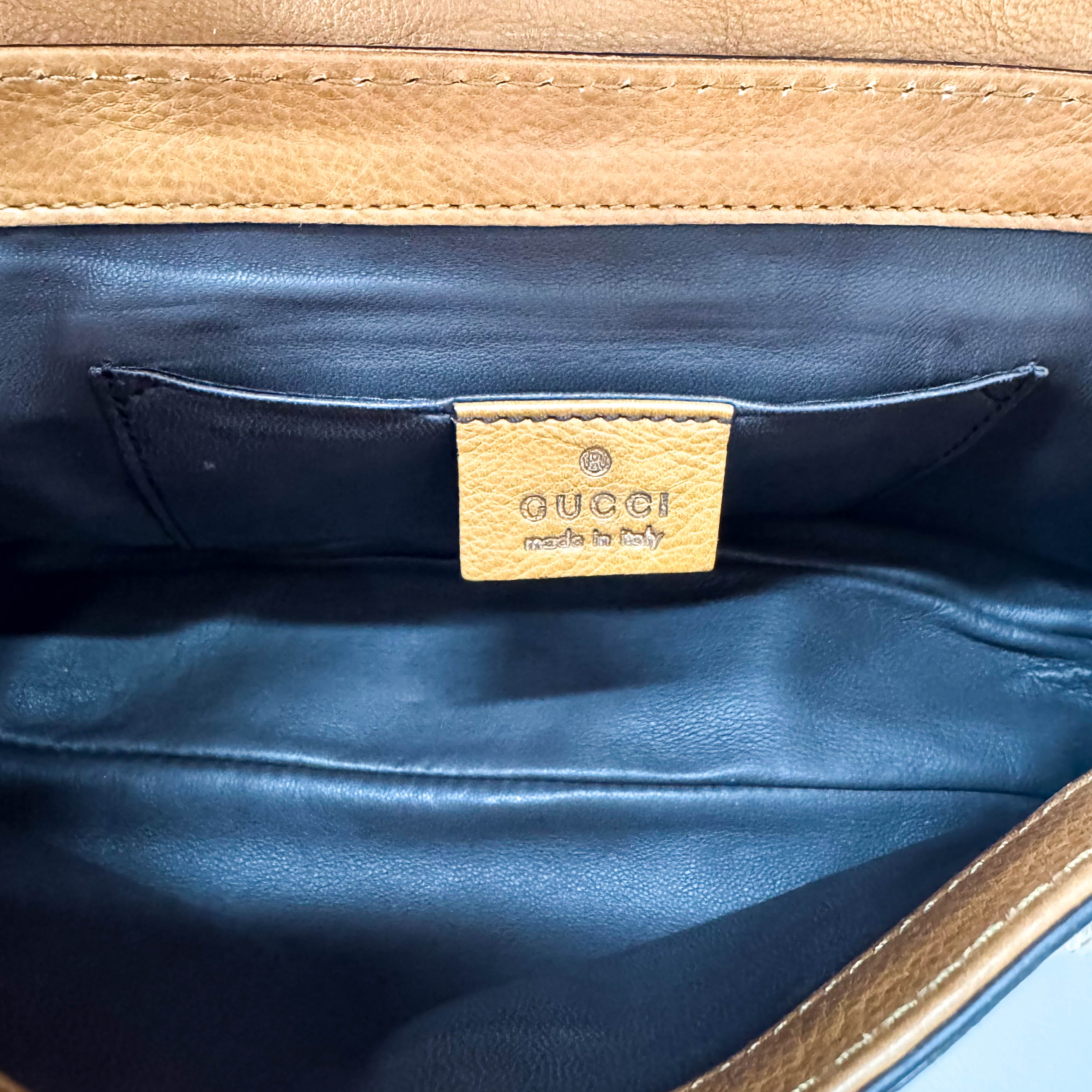 Brown Leather Gold Chain Shoulder Bag