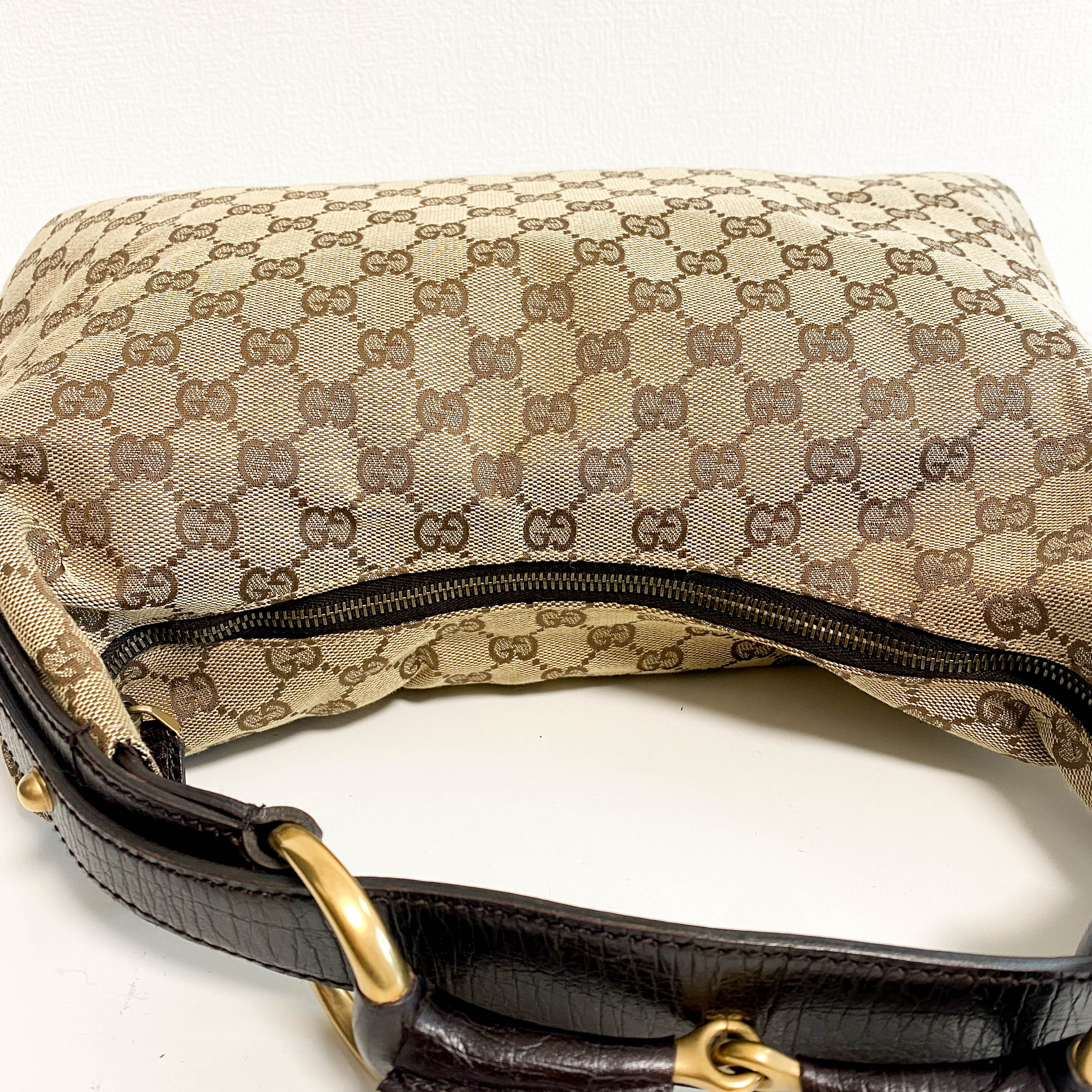 Horsebit GG Canvas Brown Hobo Shoulder Bag