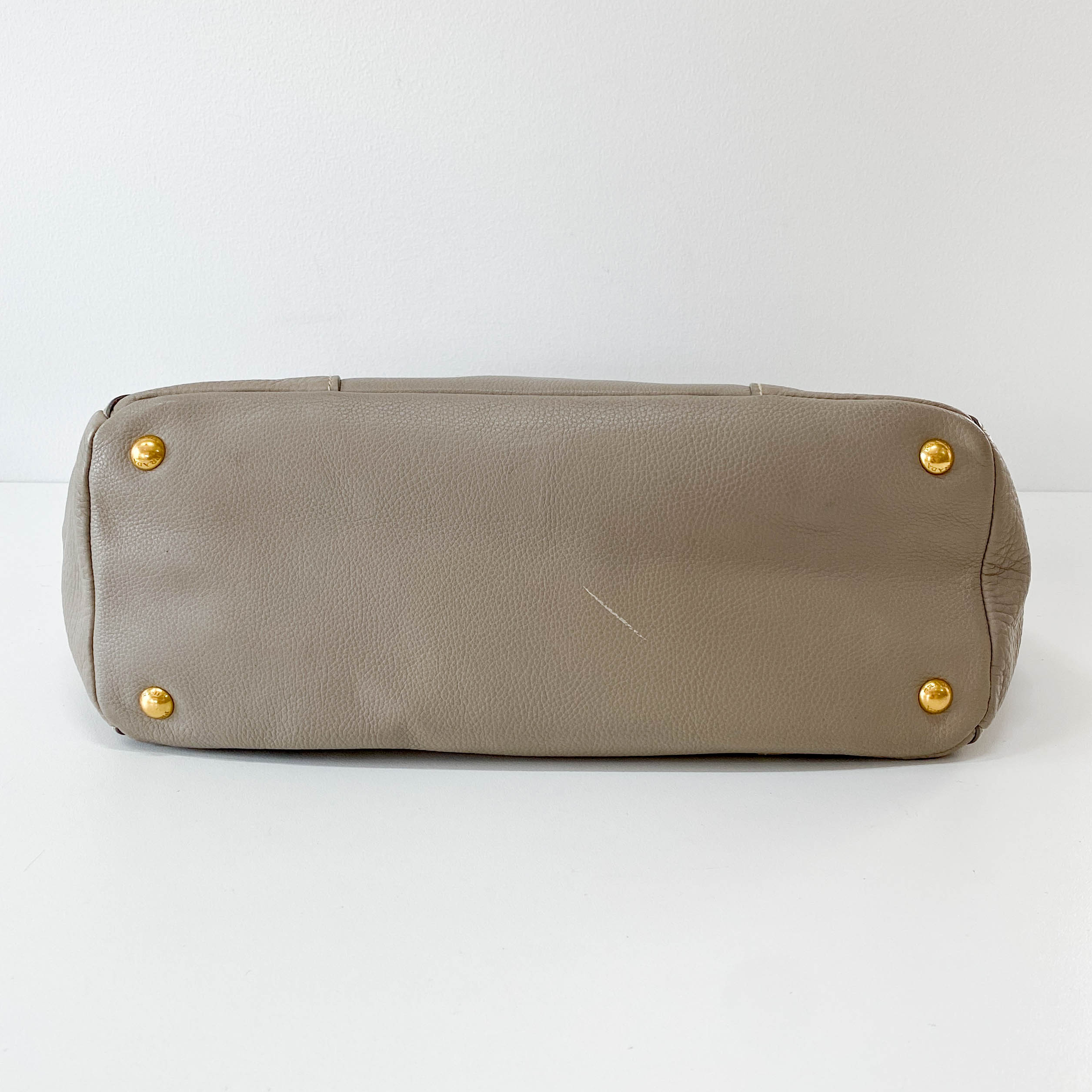 Grey Leather Shoulder Bag