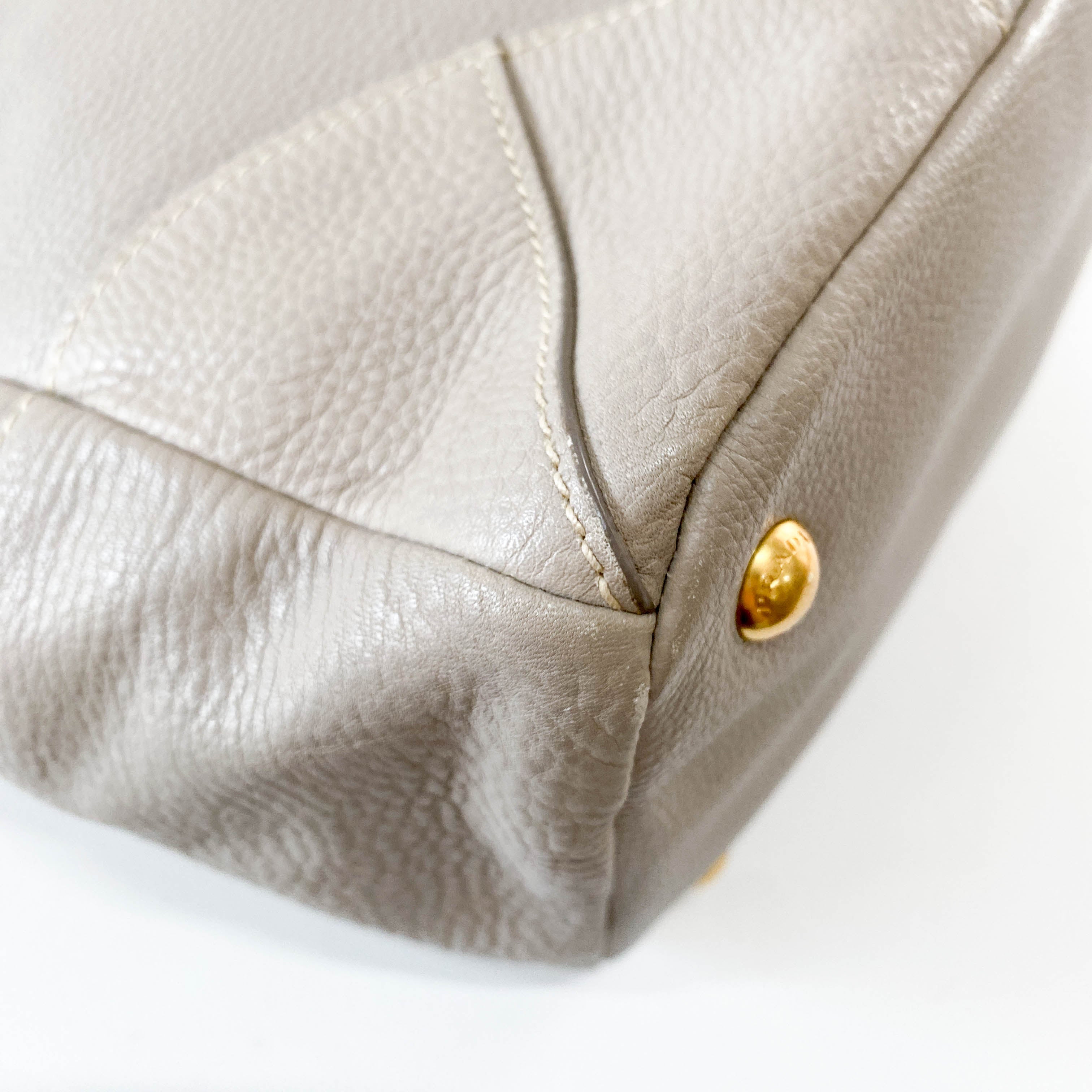 Grey Leather Shoulder Bag