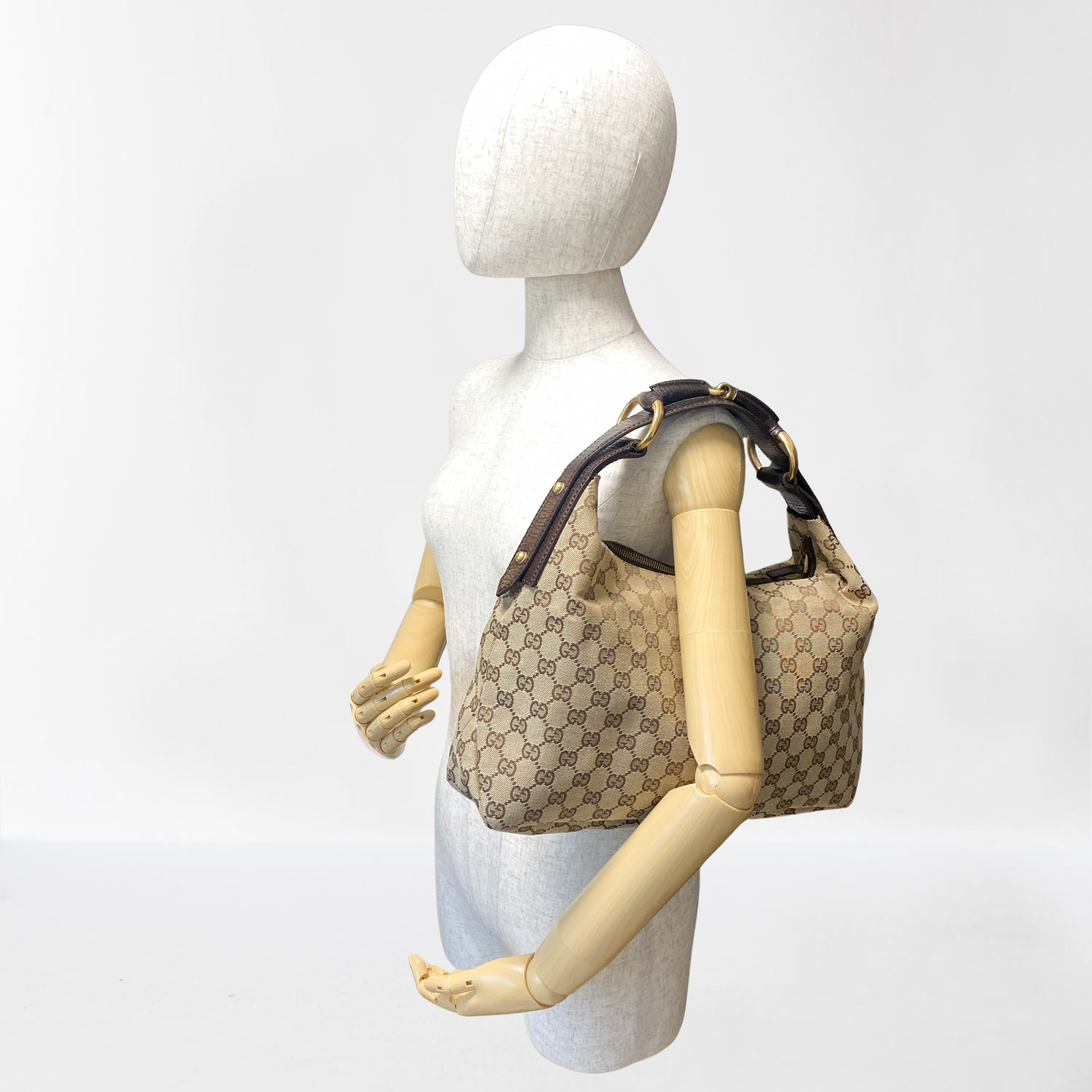 Horsebit GG Canvas Brown Hobo Shoulder Bag