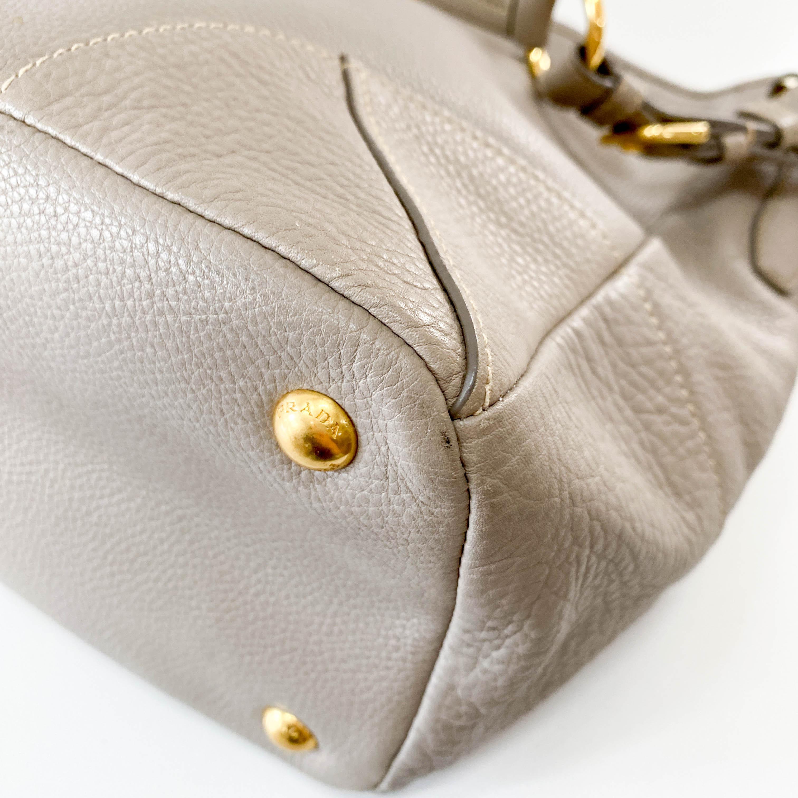 Grey Leather Shoulder Bag