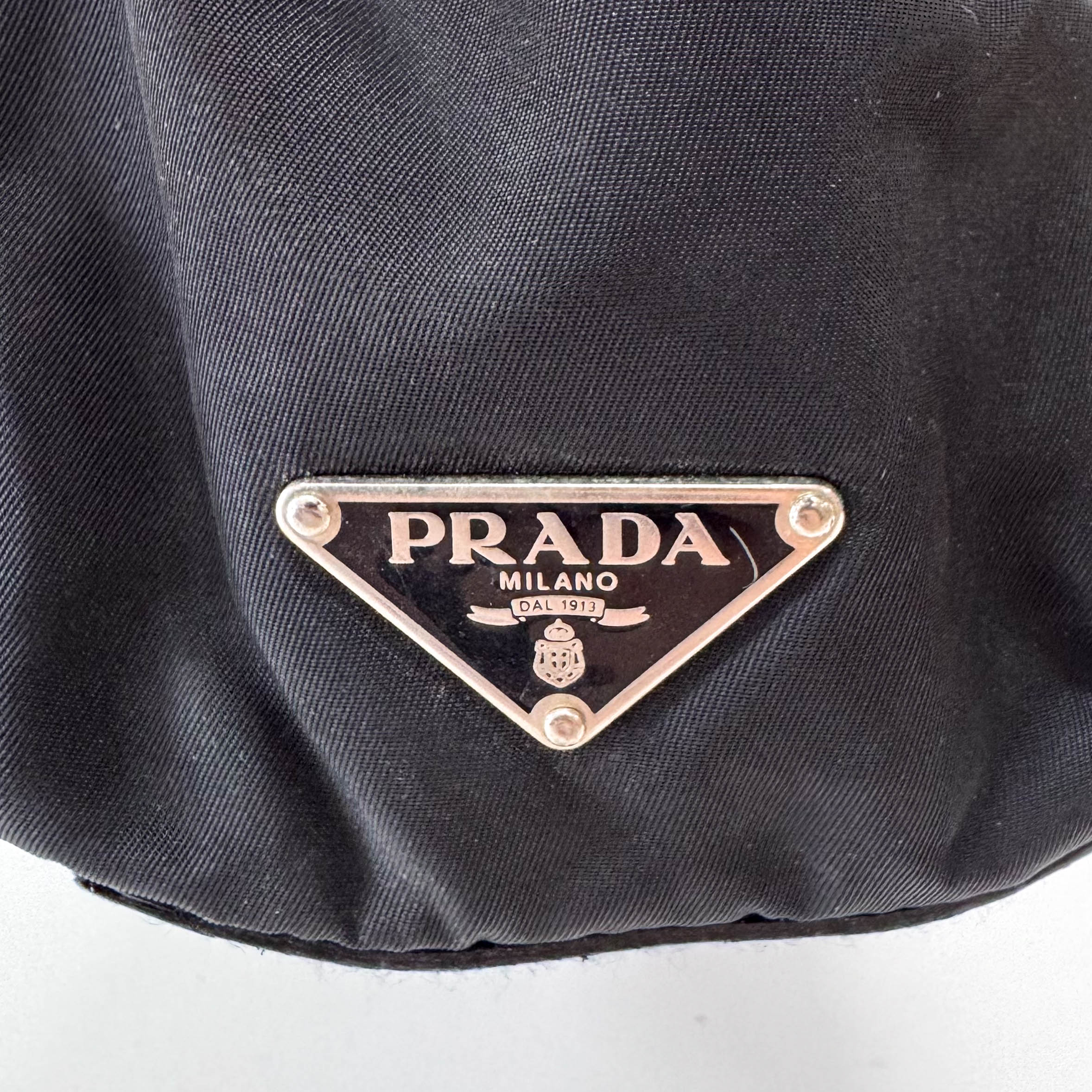 Black Nylon and Leather Shoulder Bag