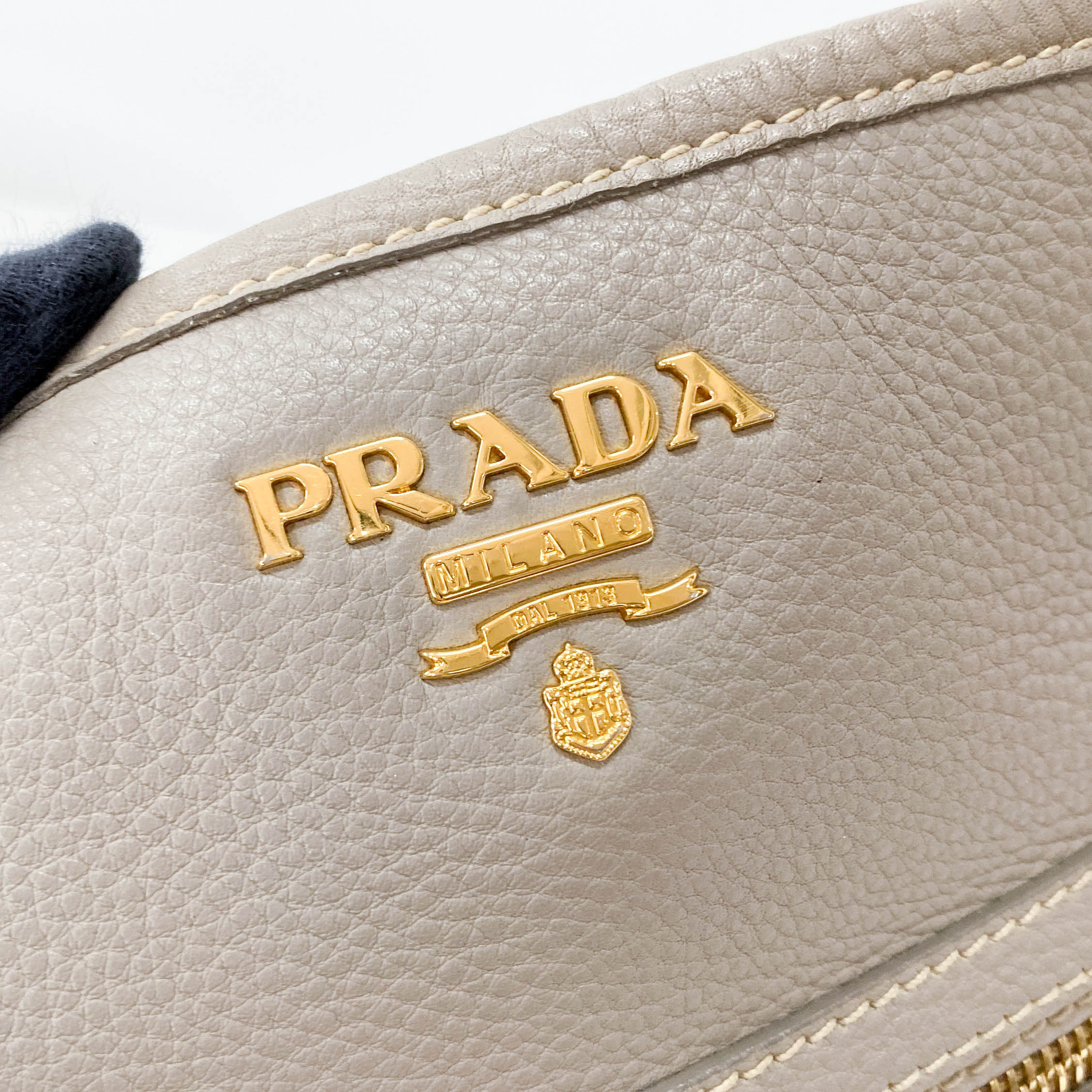 Grey Leather Shoulder Bag