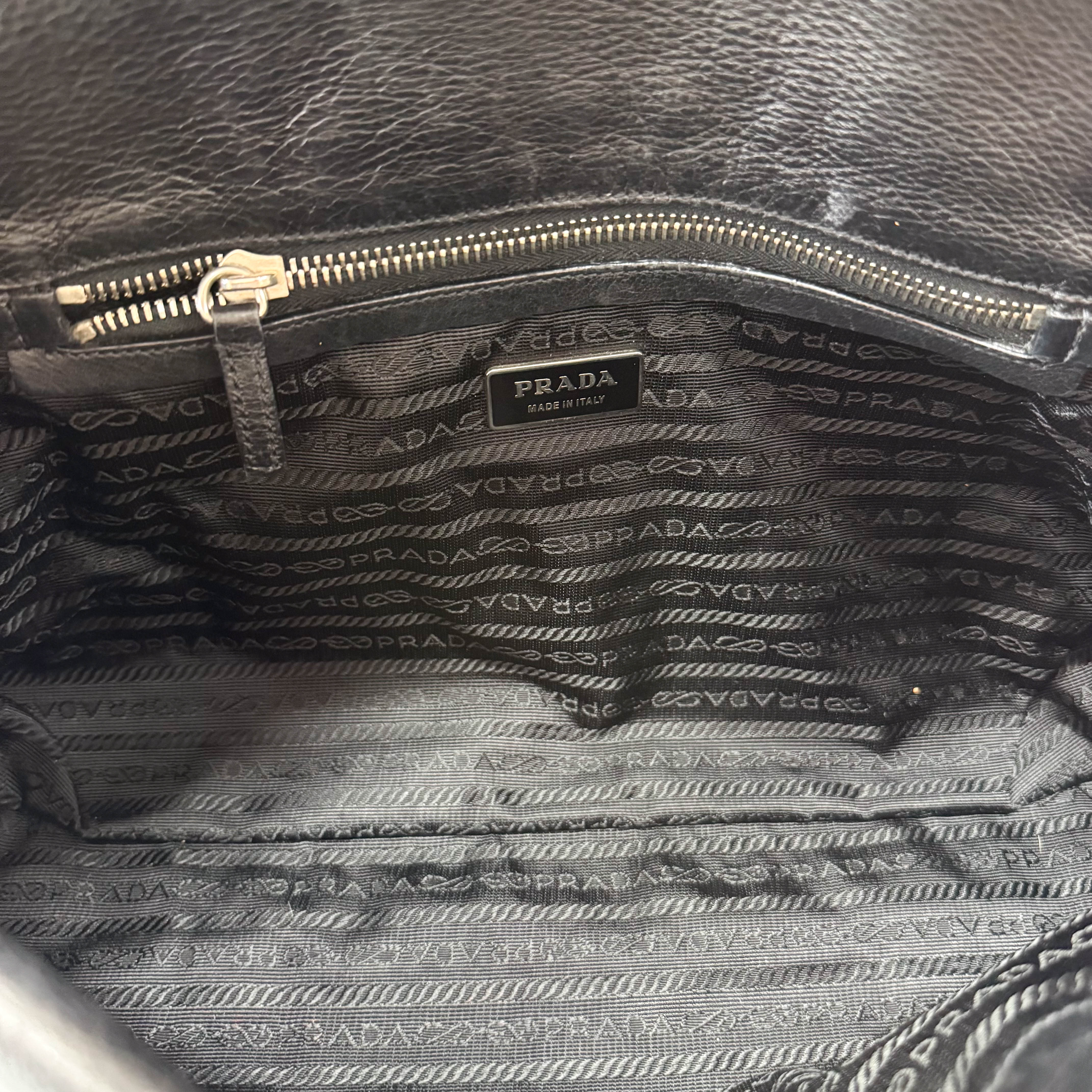 Black Nylon and Leather Shoulder Bag