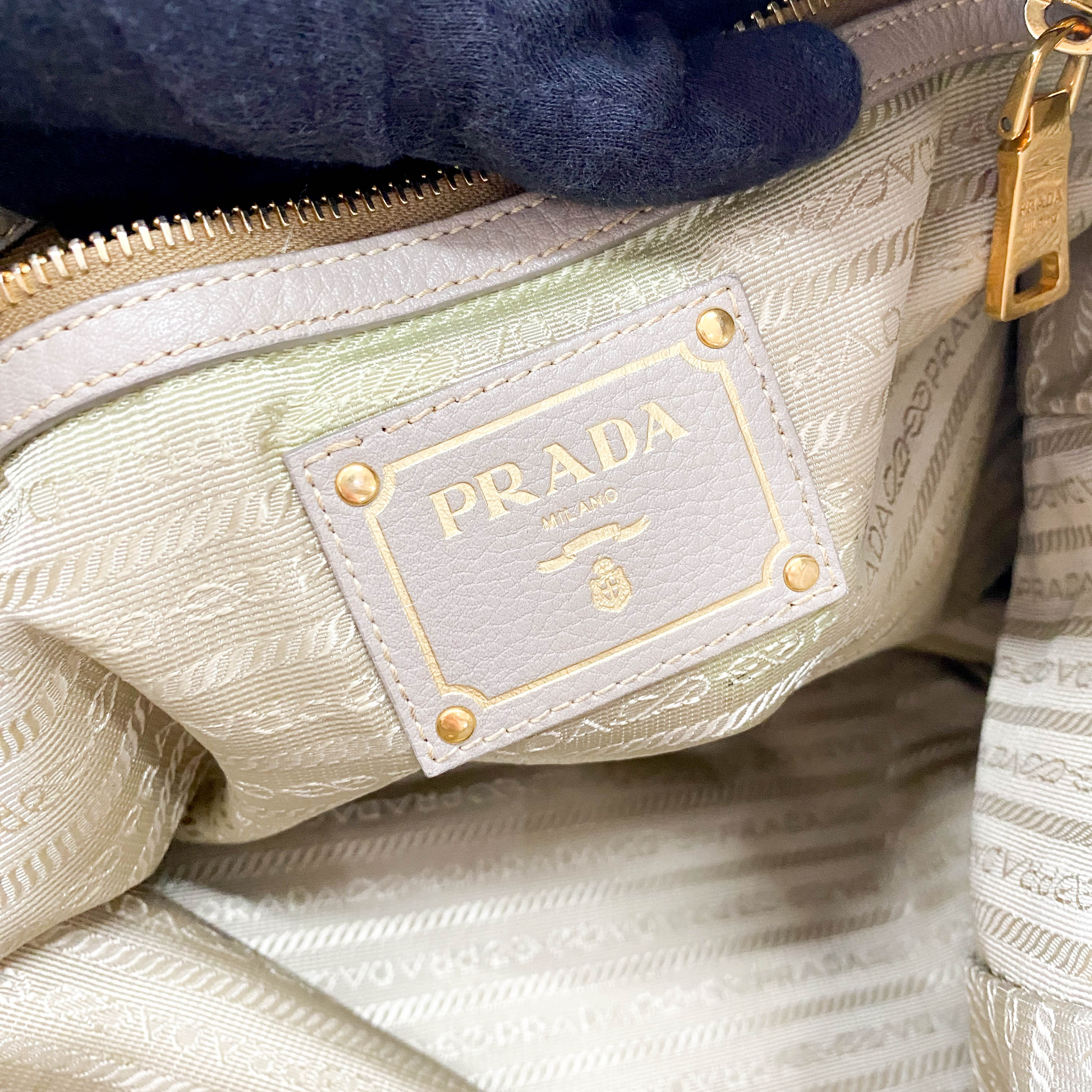 Grey Leather Shoulder Bag