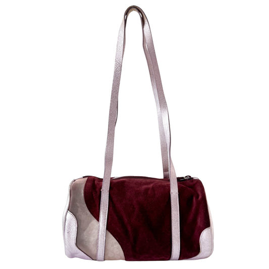Burgundy Suede Lightning Shoulder Bag