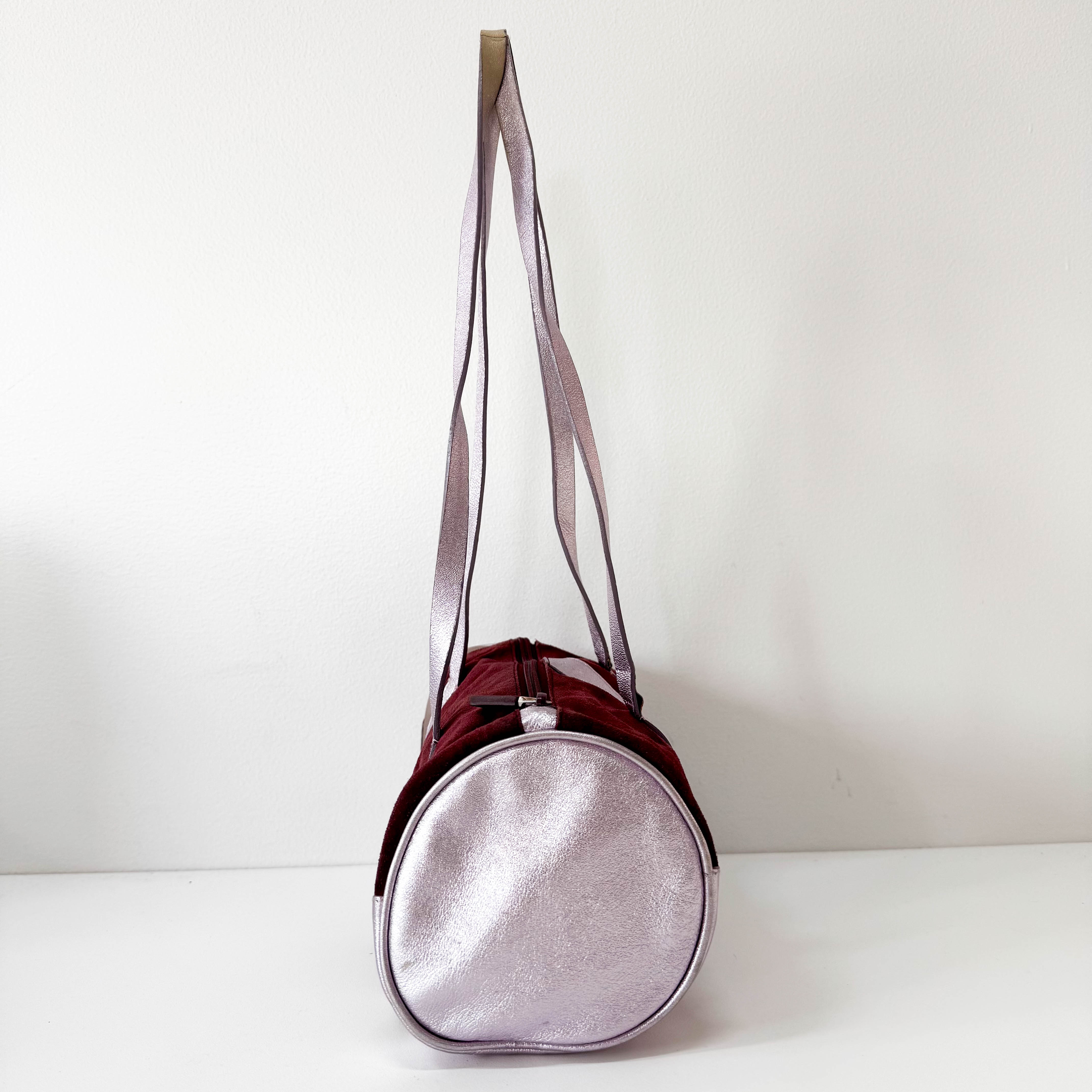 Burgundy Suede Lightning Shoulder Bag