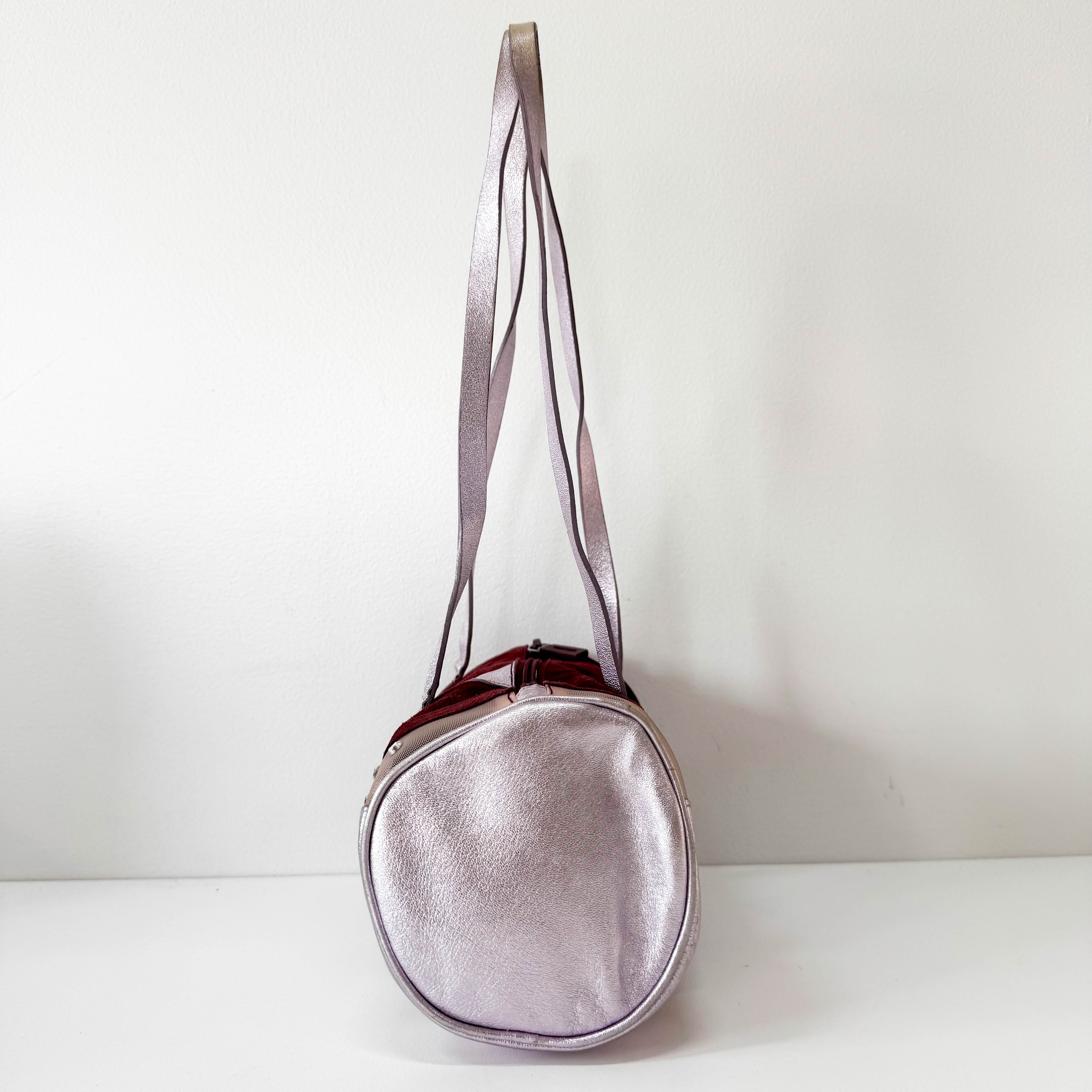 Burgundy Suede Lightning Shoulder Bag