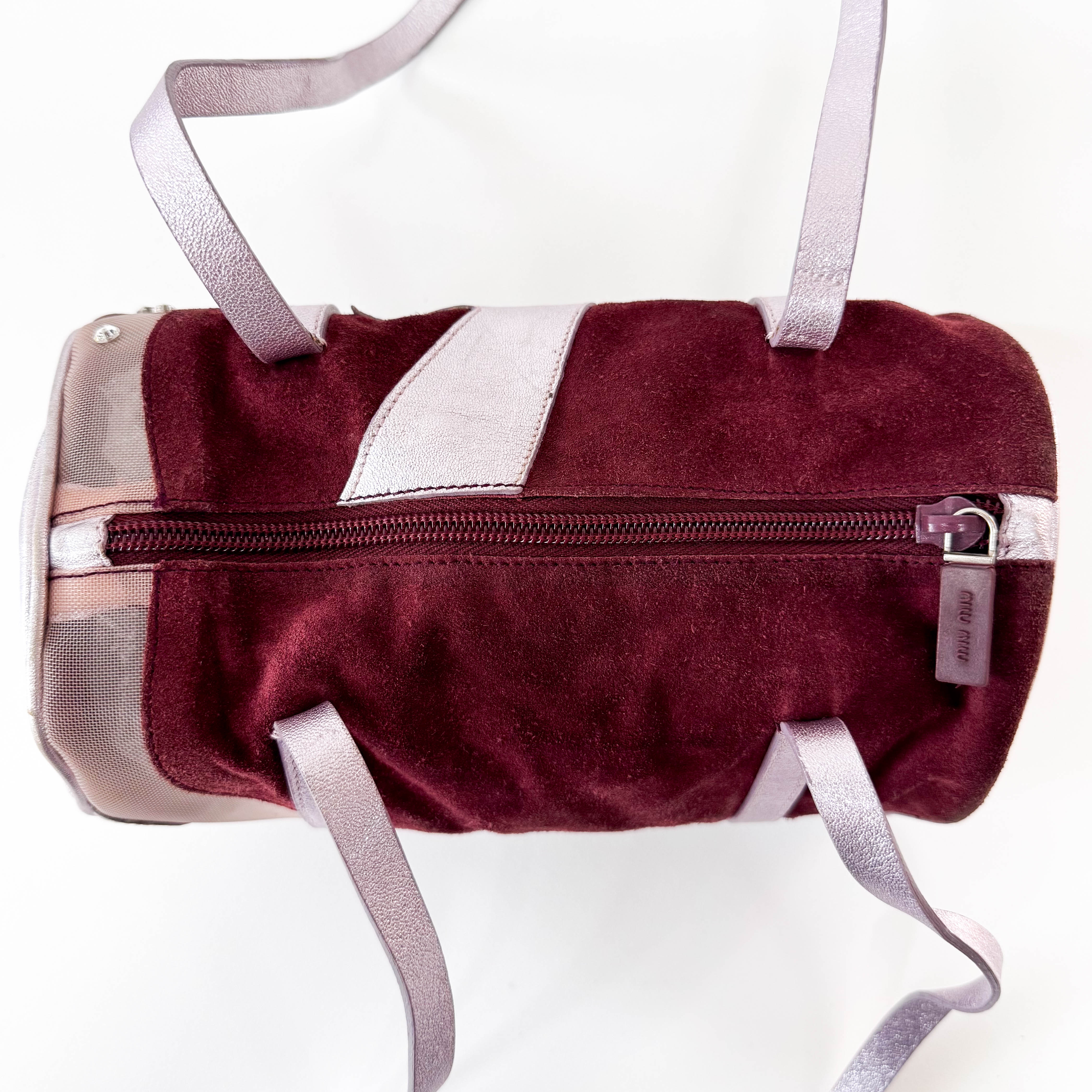 Burgundy Suede Lightning Shoulder Bag